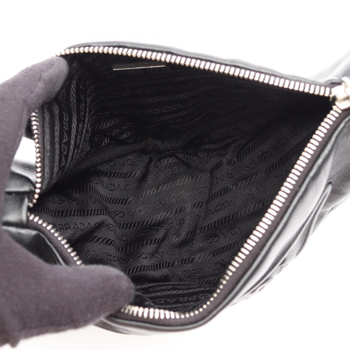 Prada Black Leather Handbag Shoulder Bag (Pre-Owned)