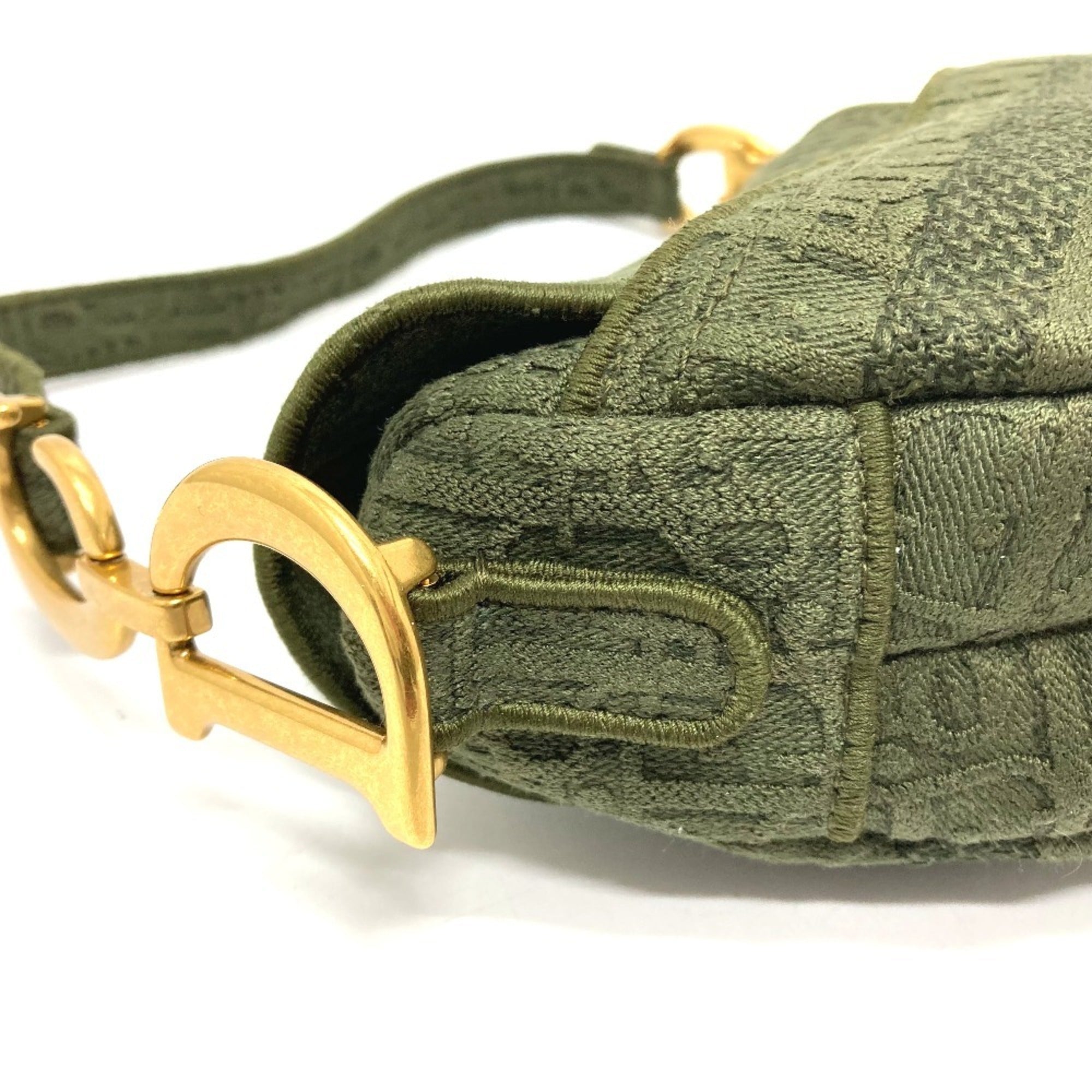 Christian Dior Khaki Canvas Handbag Saddle Bag (Pre-Owned)
