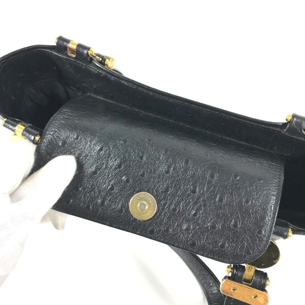 Versace Black Leather Shoulder Bag Tote Bag (Pre-Owned)