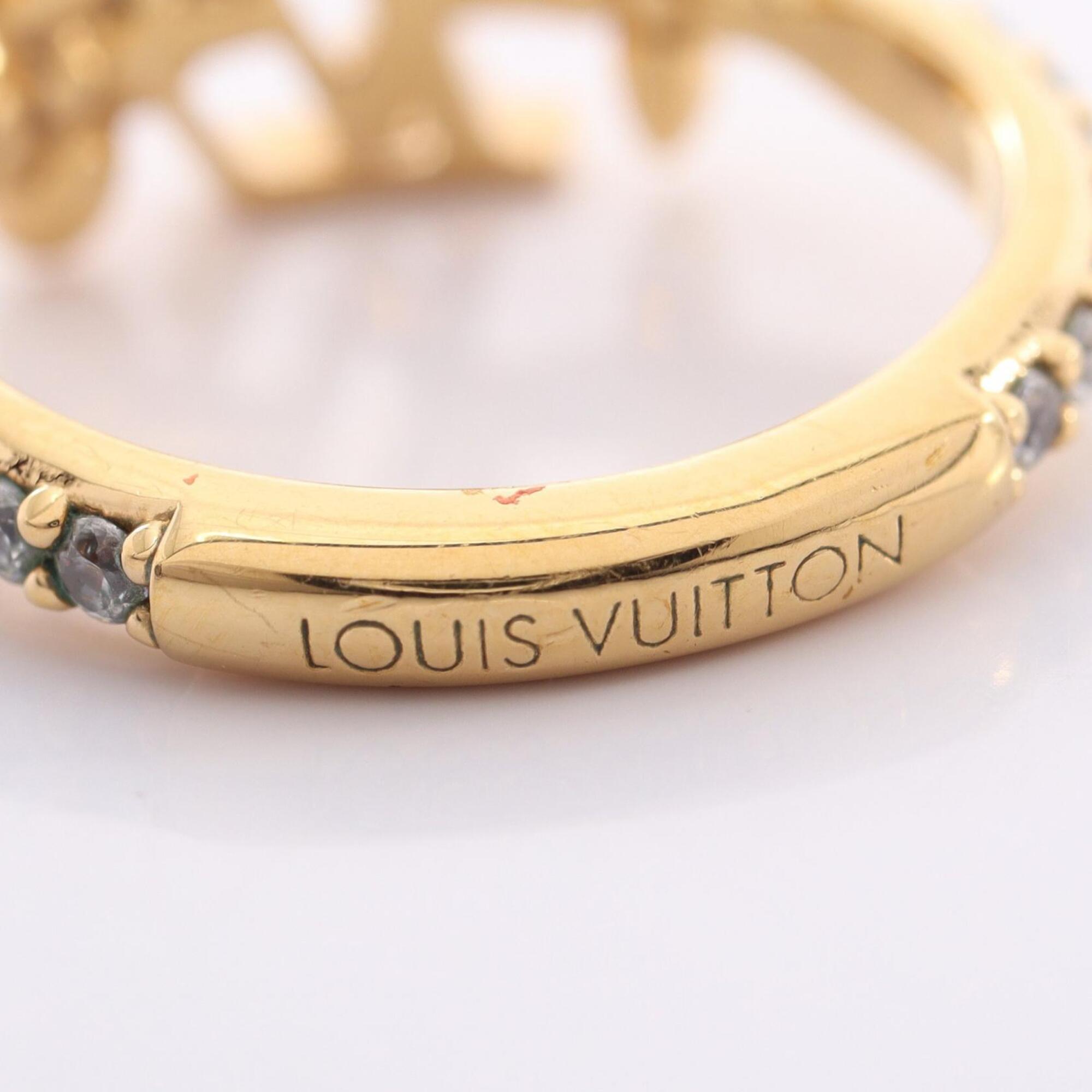 Louis Vuitton Gold Clear Gold Plating Rhinestone Band Ring (Pre-Owned)