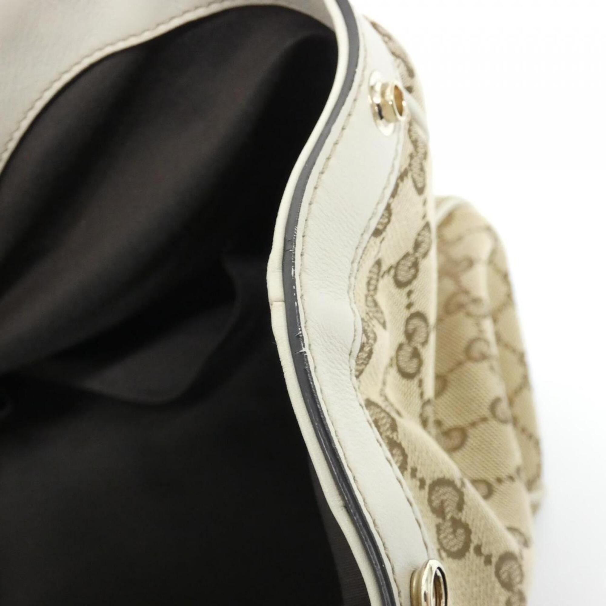 Gucci Beige Ivory Gg Canvas Handbag (Pre-Owned)