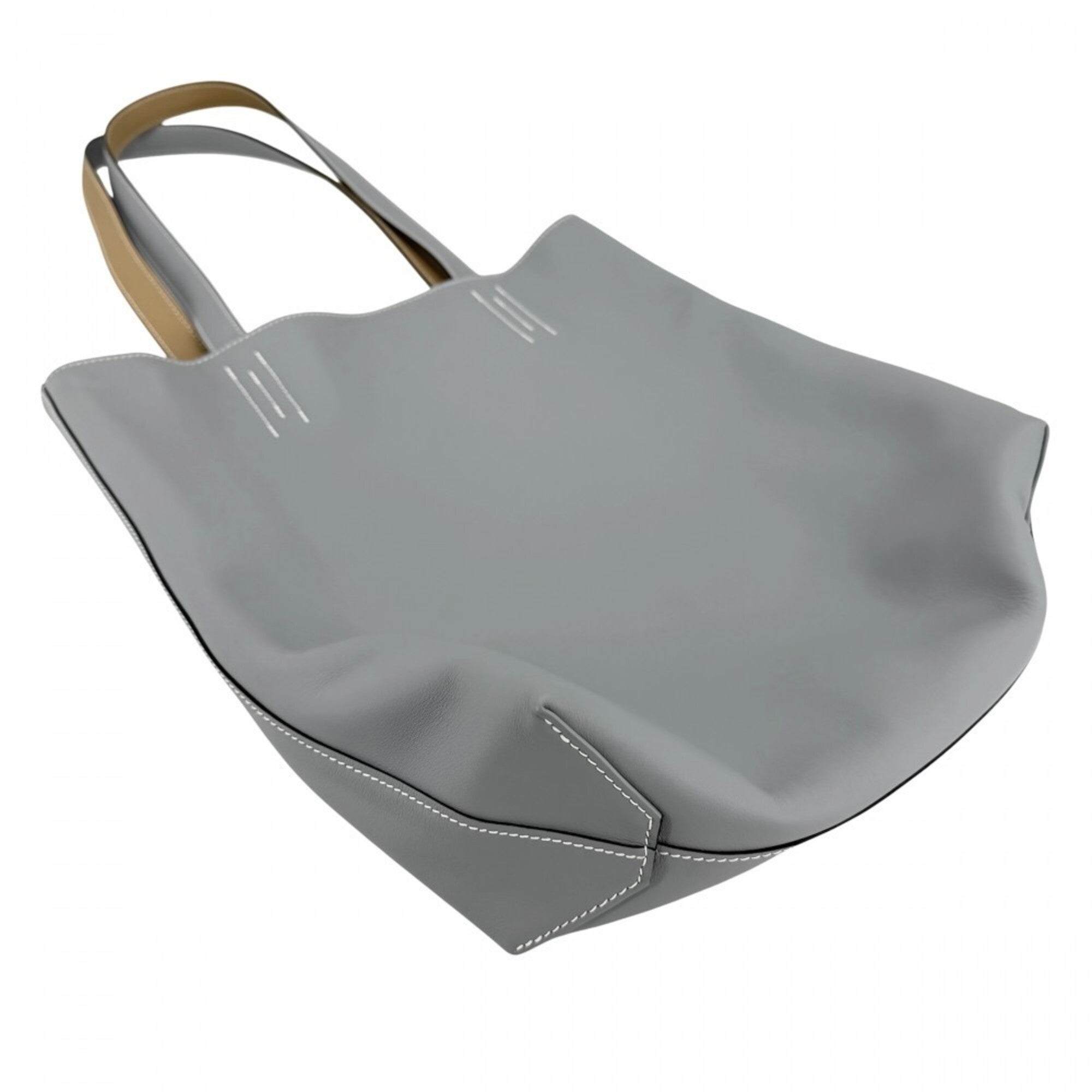 Hermes Brown Gray Leather Handbag Tote Bag (Pre-Owned)