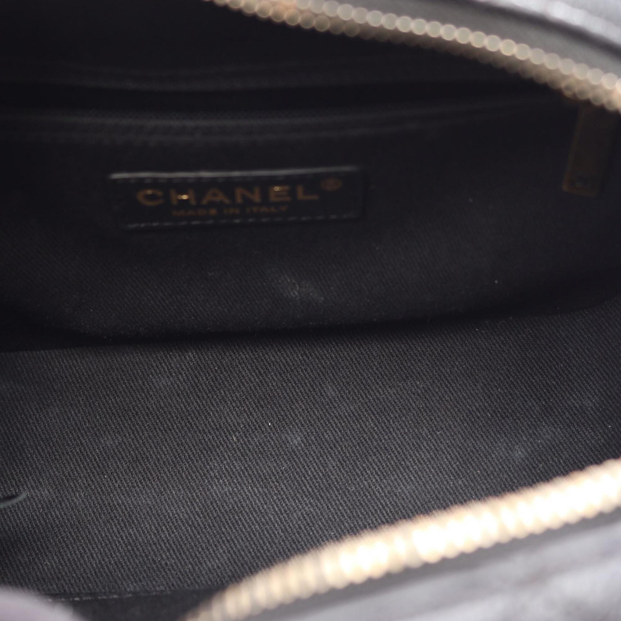 Chanel Black Leather Handbag Shoulder Bag Vanity Bag (Pre-Owned)