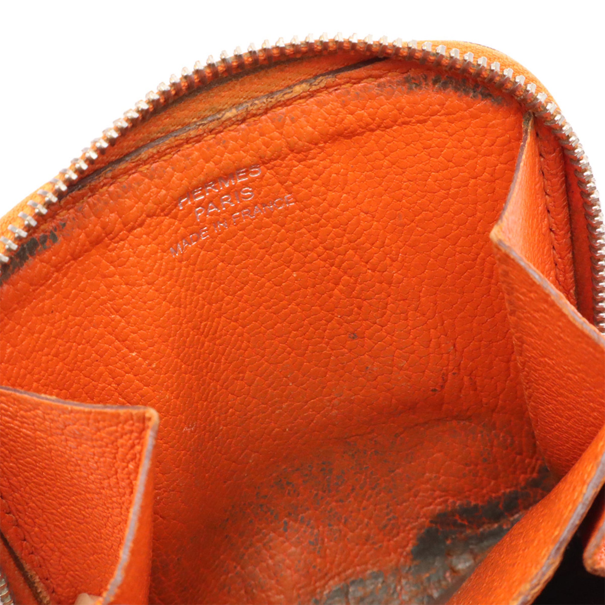 Hermes Orange Chevre Myzore Leather Coin Purse/Coin Case (Pre-Owned)