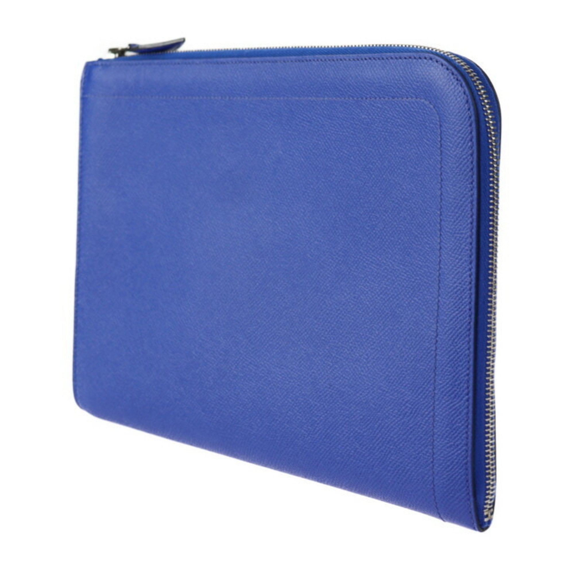 Hermes Blue Electric Leather Clutch Bag Handbag Pouch (Pre-Owned)