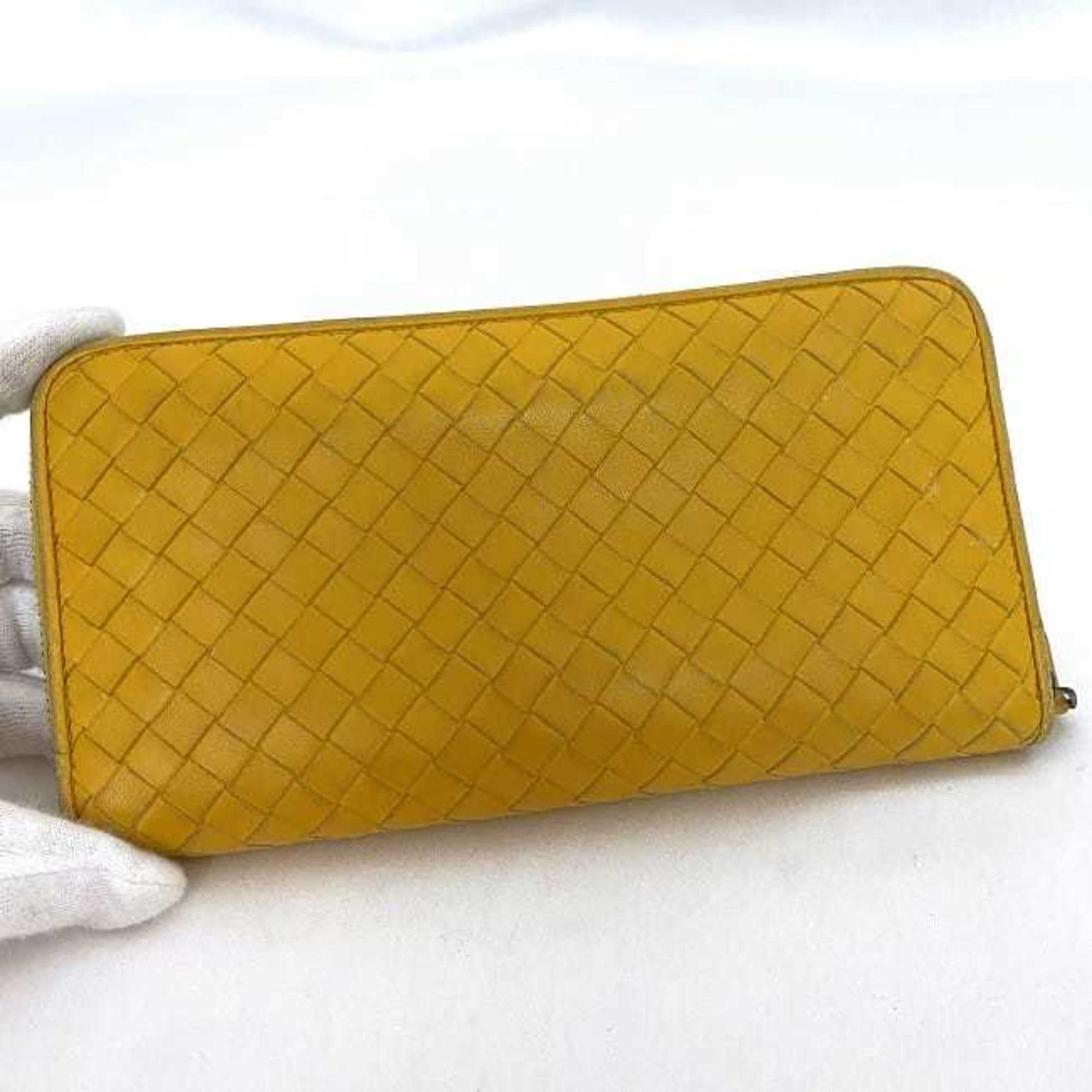 Bottega Veneta Yellow Leather Long Wallet (Bi-Fold) (Pre-Owned)