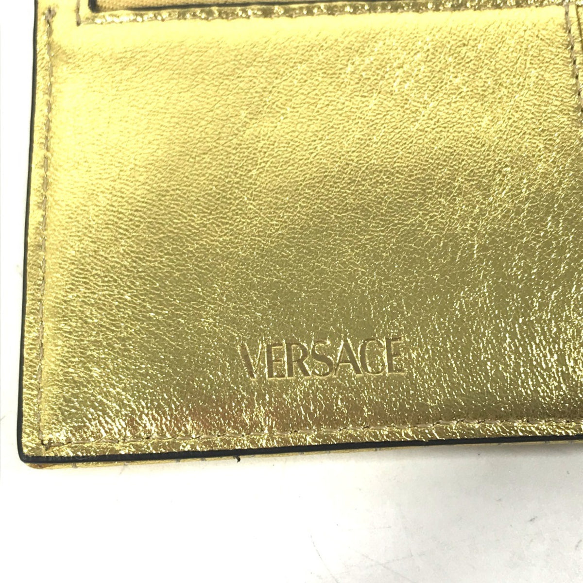 Versace Gold Leather Coin Purse/Coin Case (Pre-Owned)