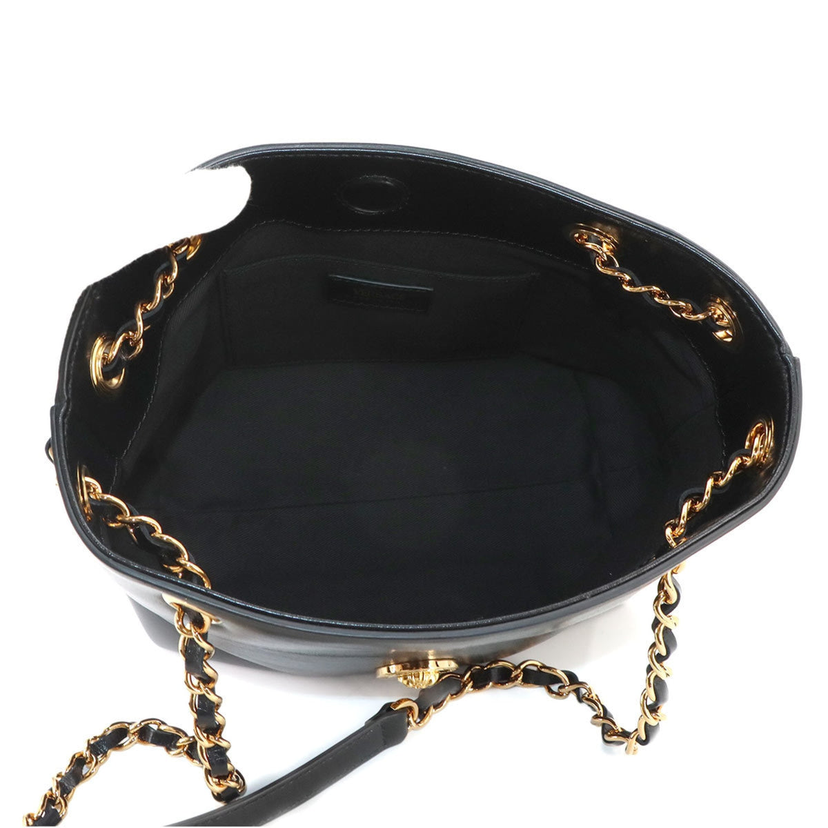 Versace Black Leather Handbag Shoulder Bag (Pre-Owned)
