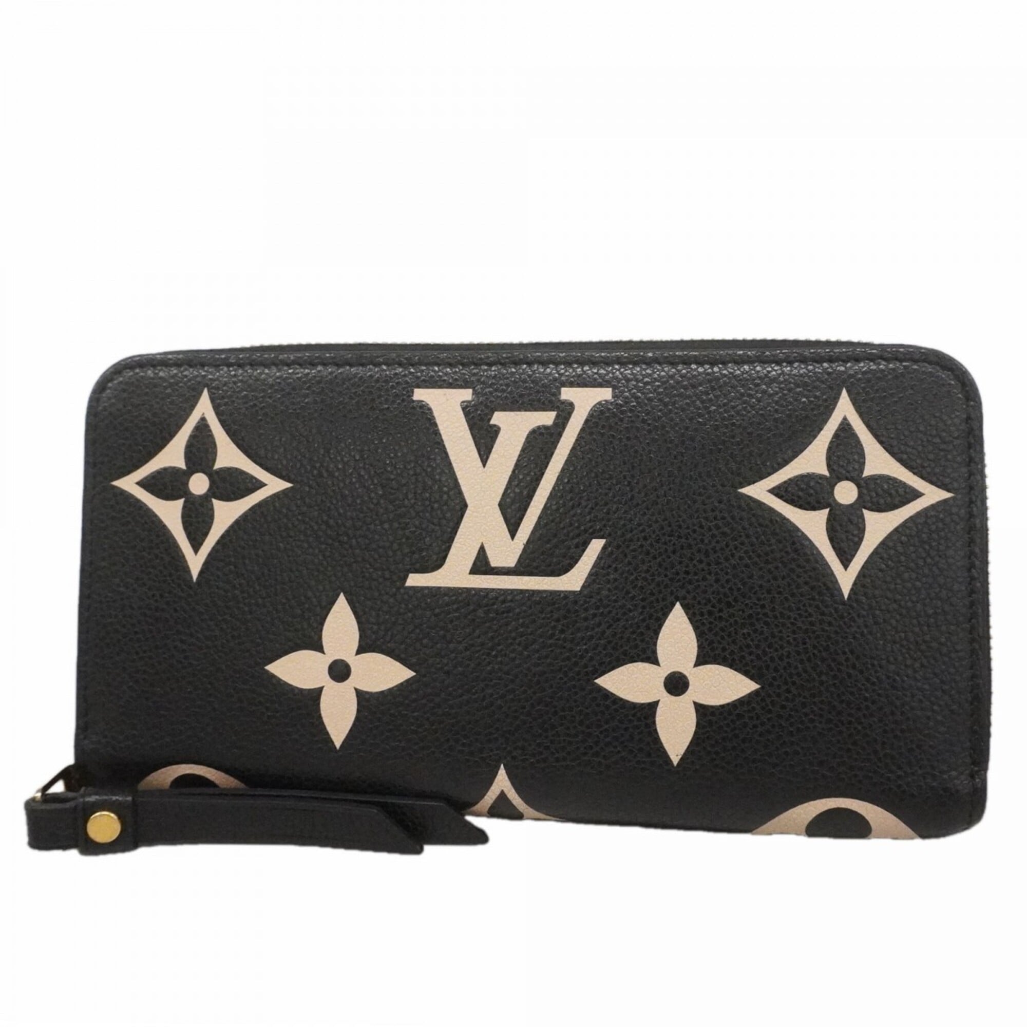 Louis Vuitton Beige Black Long Wallet (Bi-Fold) (Pre-Owned)