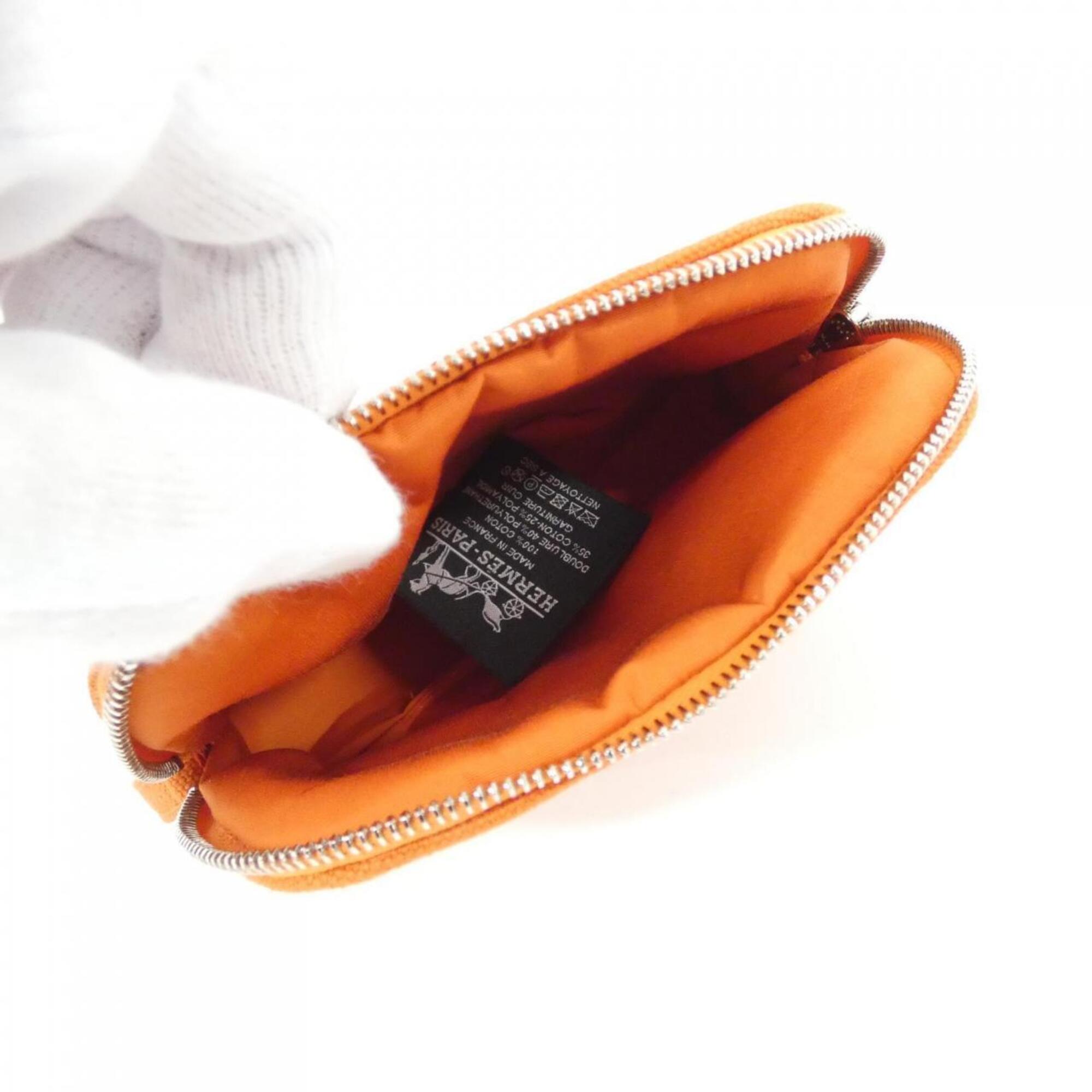 Hermes Feu Orange Canvas Handbag Pouch (Pre-Owned)