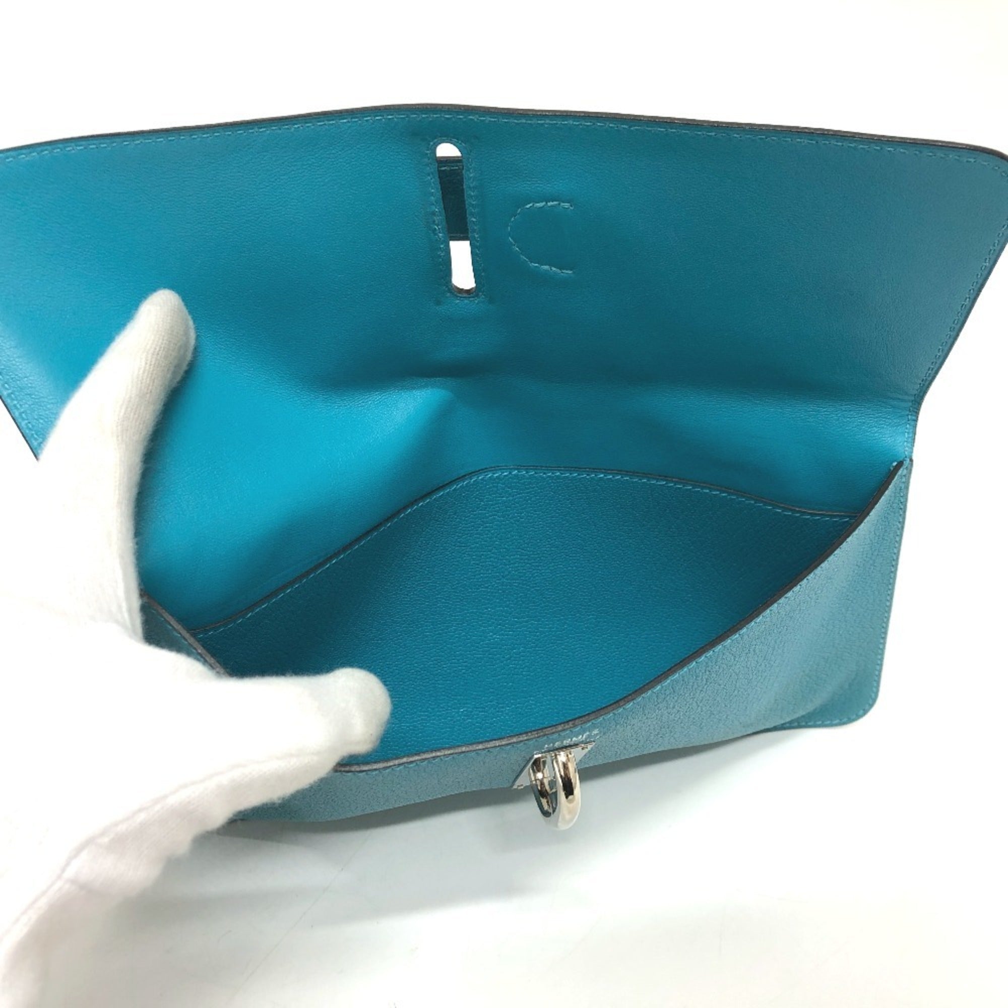 Hermes Blue Jean Chevre Myzore Leather Clutch Bag Pouch (Pre-Owned)