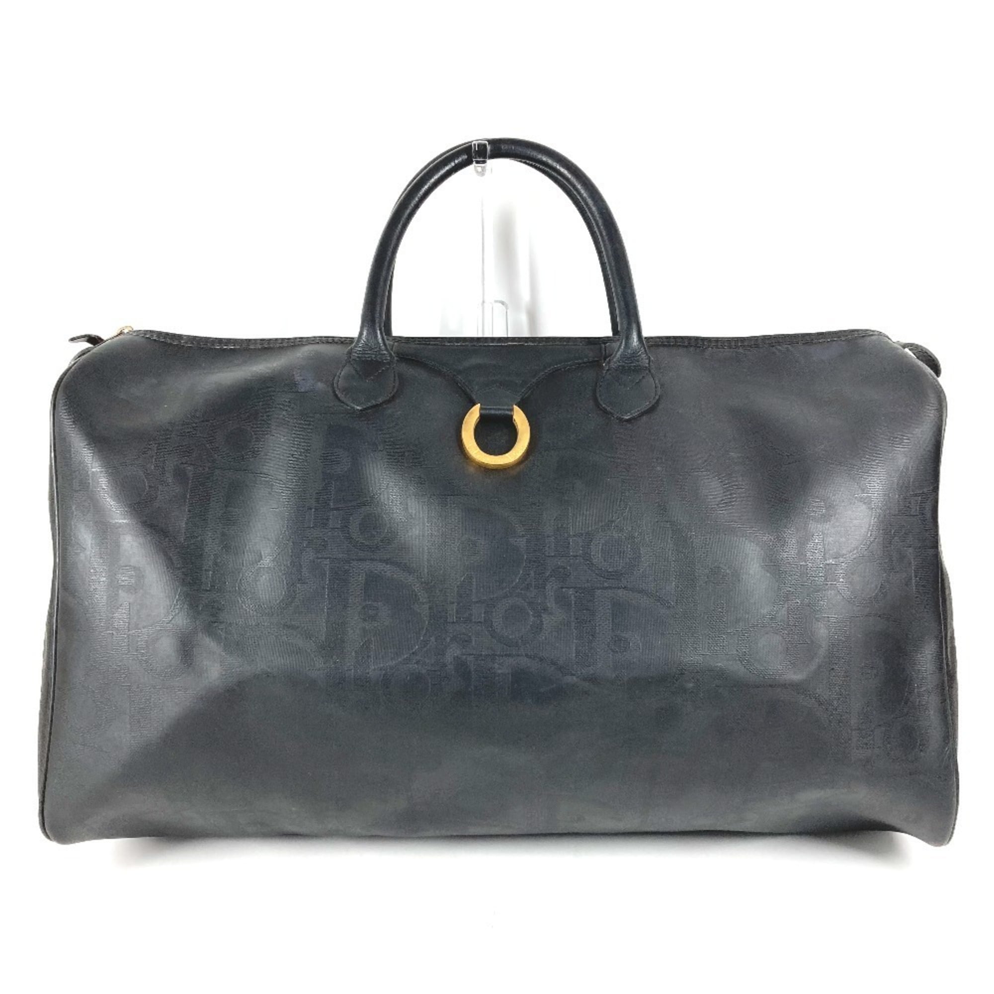 Christian Dior Black Pvc Leather Boston Bag Handbag (Pre-Owned)