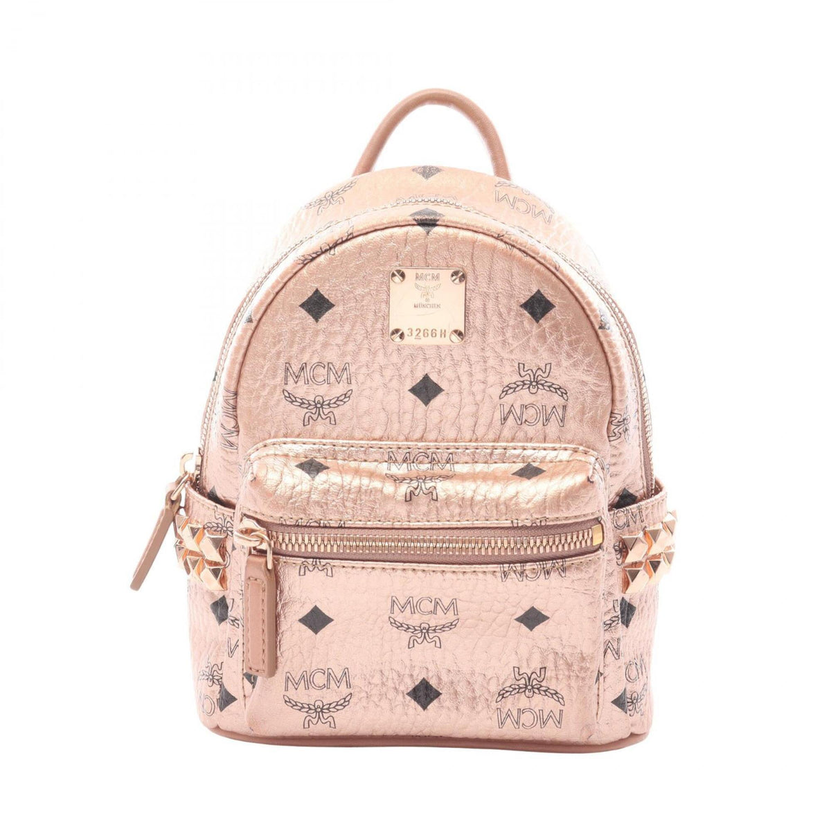 Mcm Gold Coated Canvas Backpack Handbag (Pre-Owned)