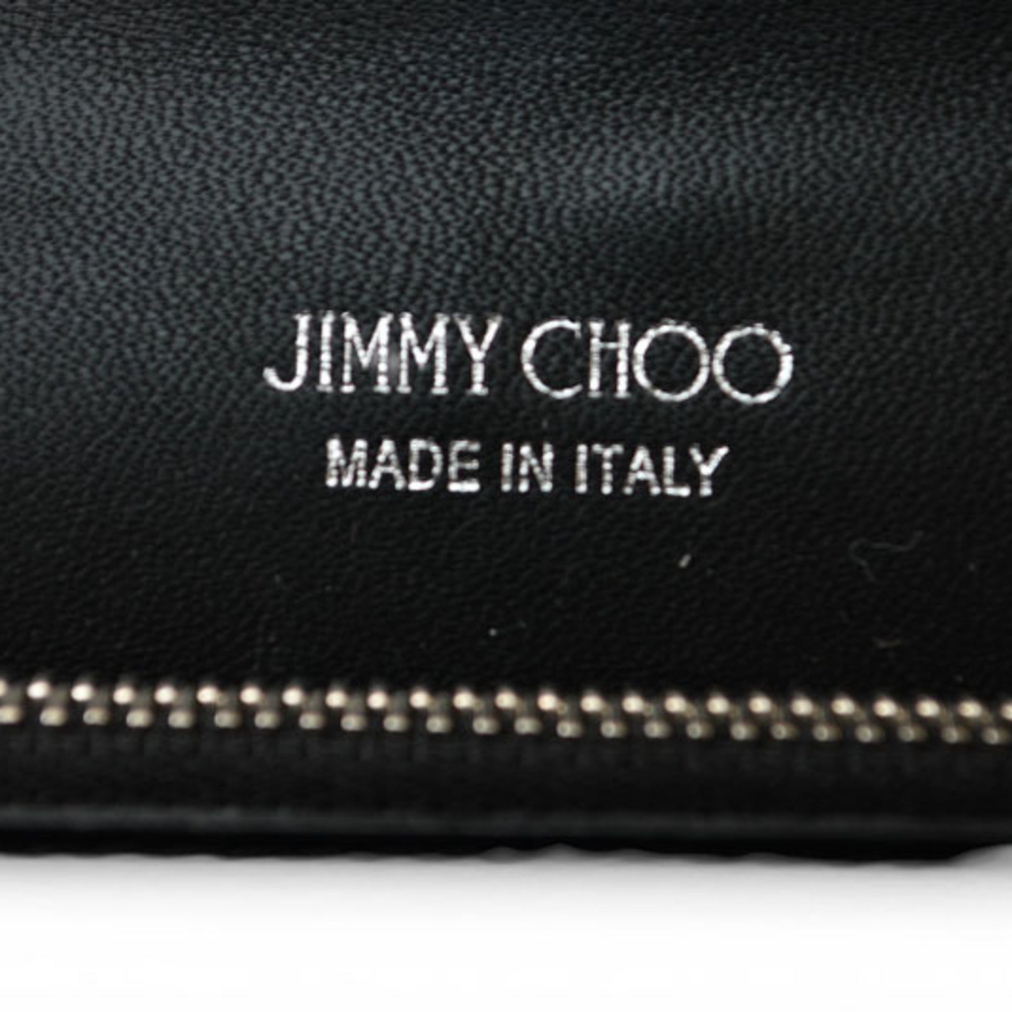 Jimmy Choo Black Leather Rhinestone Chain/Shoulder Wallet (Pre-Owned)