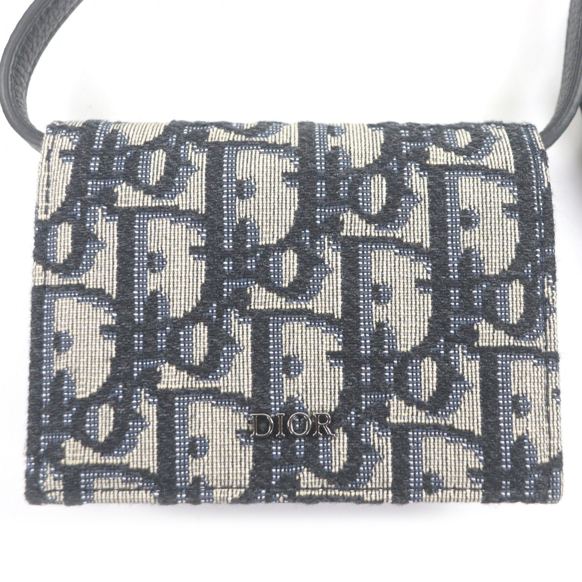 Dior Homme Beige Navy Canvas Leather Pouch (Pre-Owned)