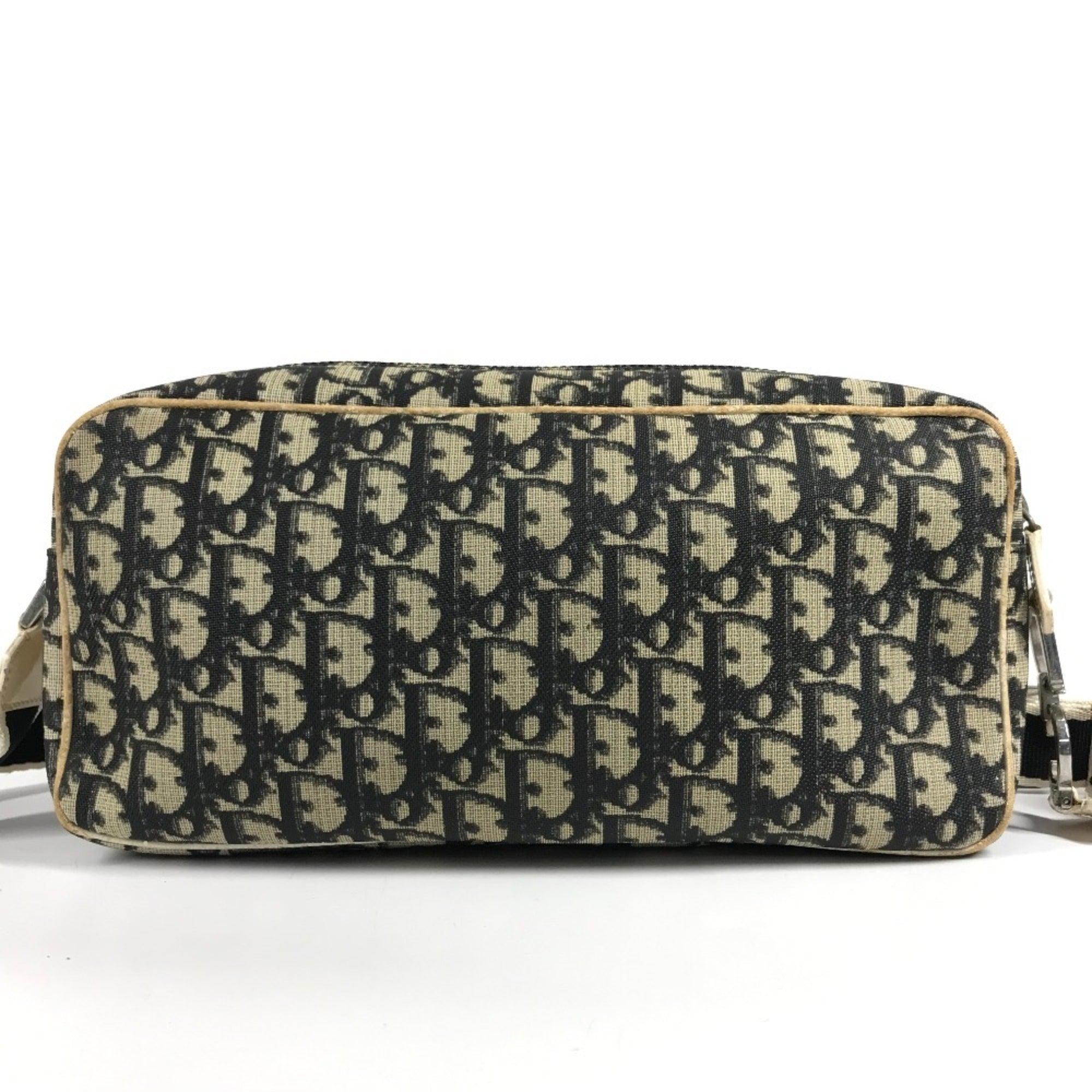 Christian Dior Black White Canvas Pvc Suede Leather Pochette Shoulder Bag (Pre-Owned)