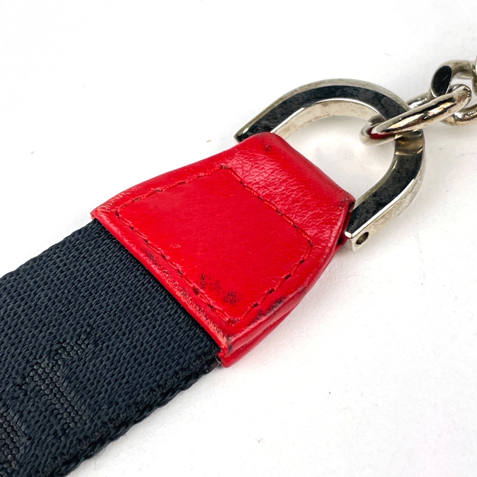 Christian Dior Red Color White Canvas Pouch (Pre-Owned)