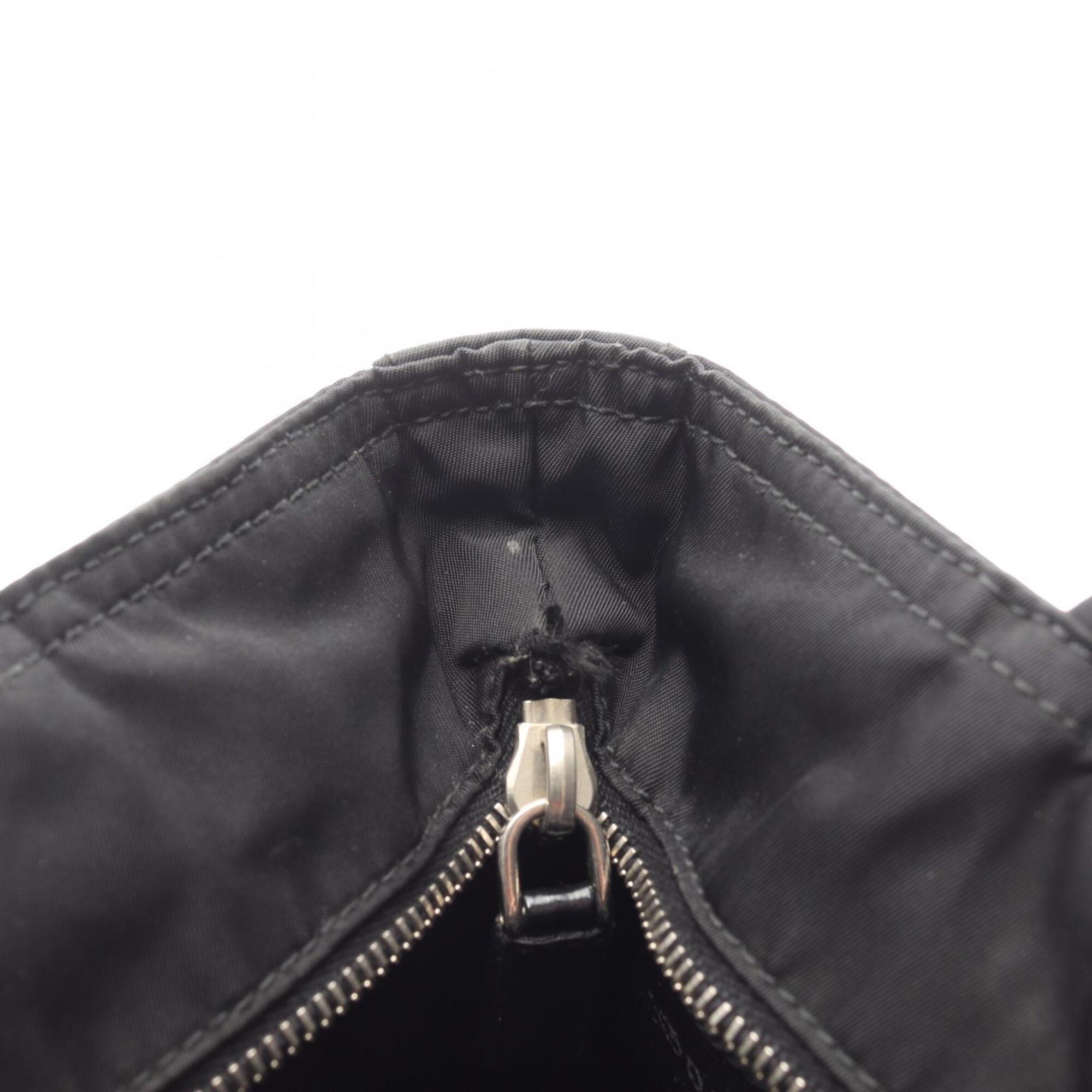 Prada Black Nylon Leather Handbag Shoulder Bag (Pre-Owned)