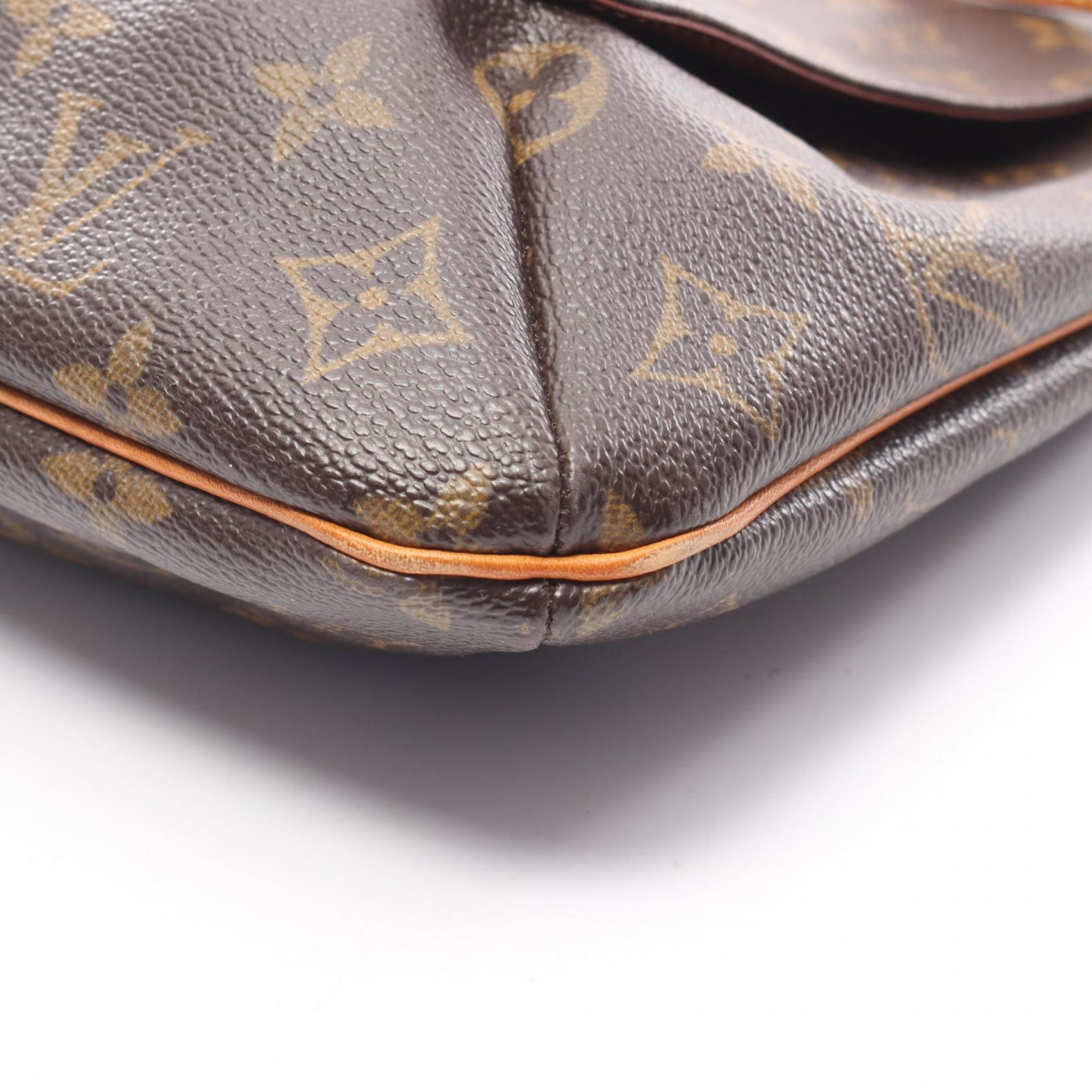 Louis Vuitton Brown Coated Canvas Leather Handbag Shoulder Bag (Pre-Owned)
