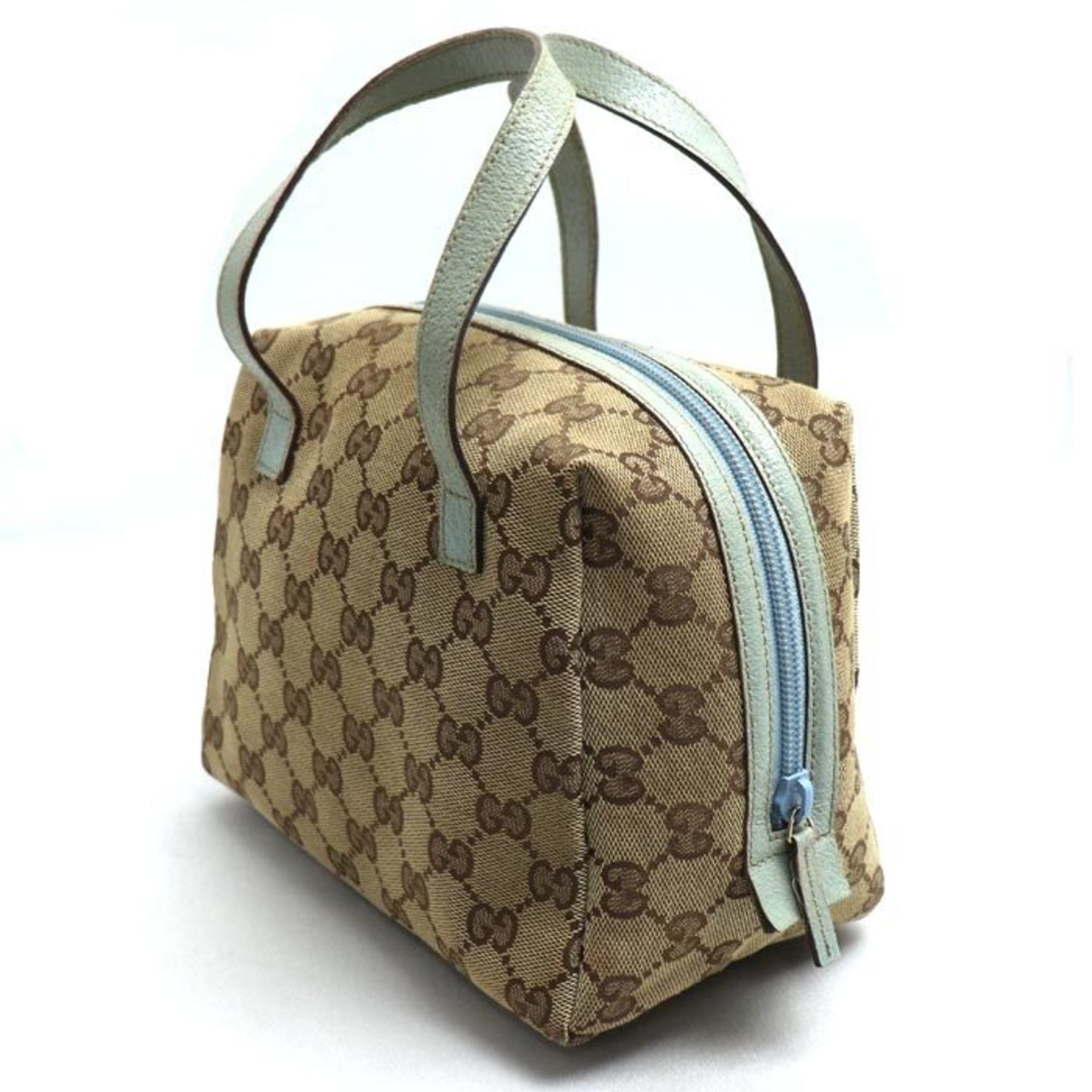 Gucci Gg Canvas Beige Gg Canvas Leather Handbag (Pre-Owned)