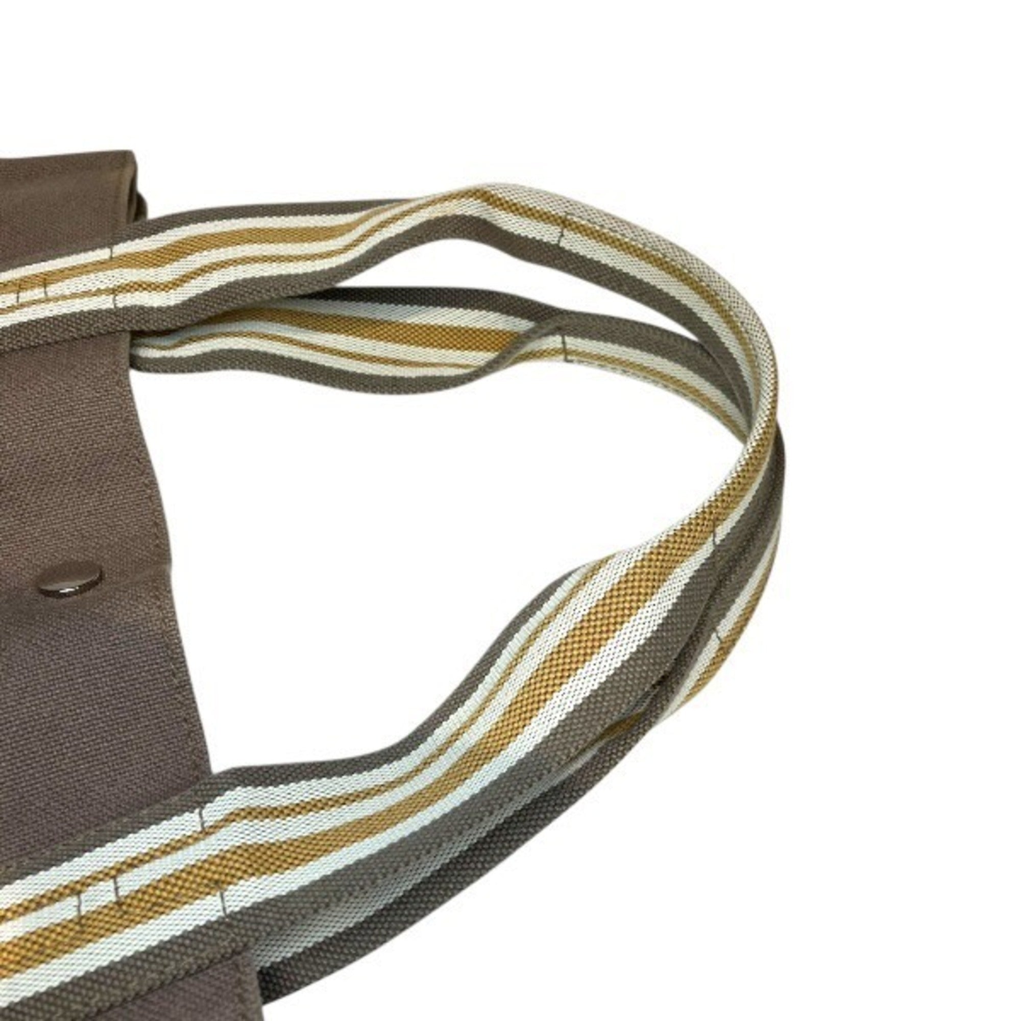 Hermes Etain Gray Brown Canvas Handbag Tote Bag (Pre-Owned)