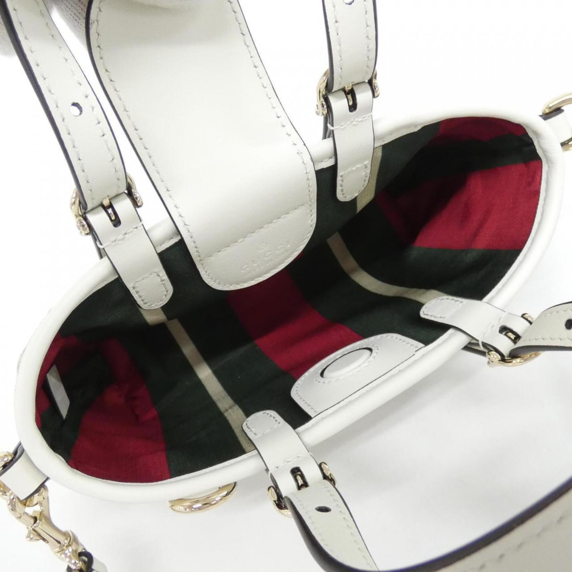 Gucci White Coated Canvas Leather Handbag (Pre-Owned)