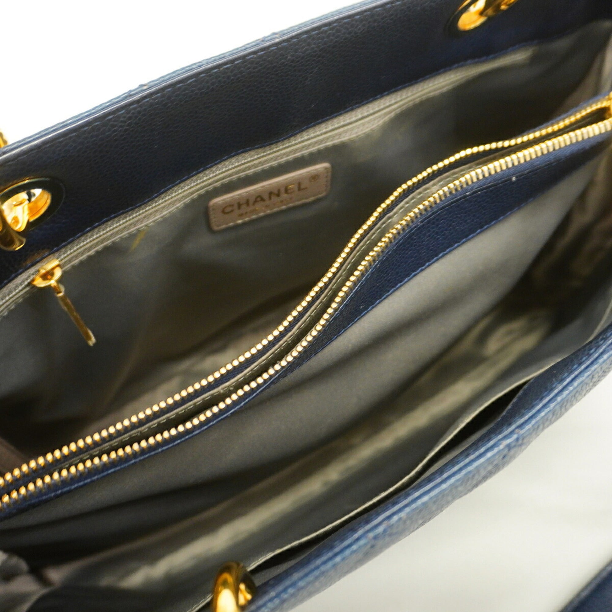 Chanel Navy Grained Calfskin Tote Bag (Pre-Owned)