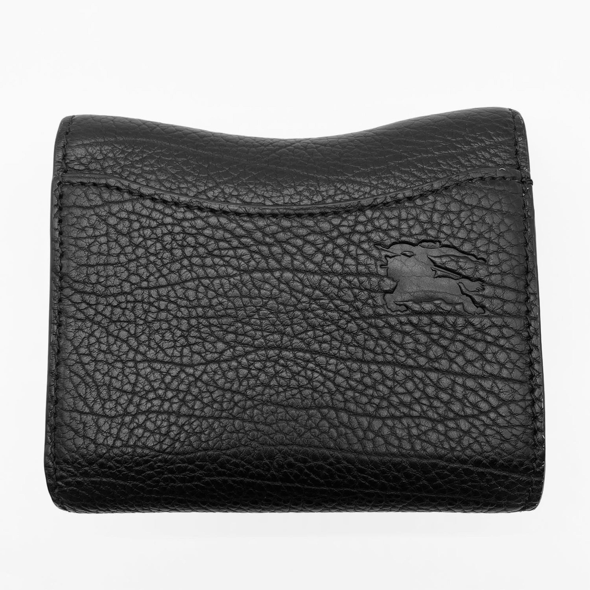 Burberry Black Leather Metal Wallet (Tri-Fold) (Pre-Owned)