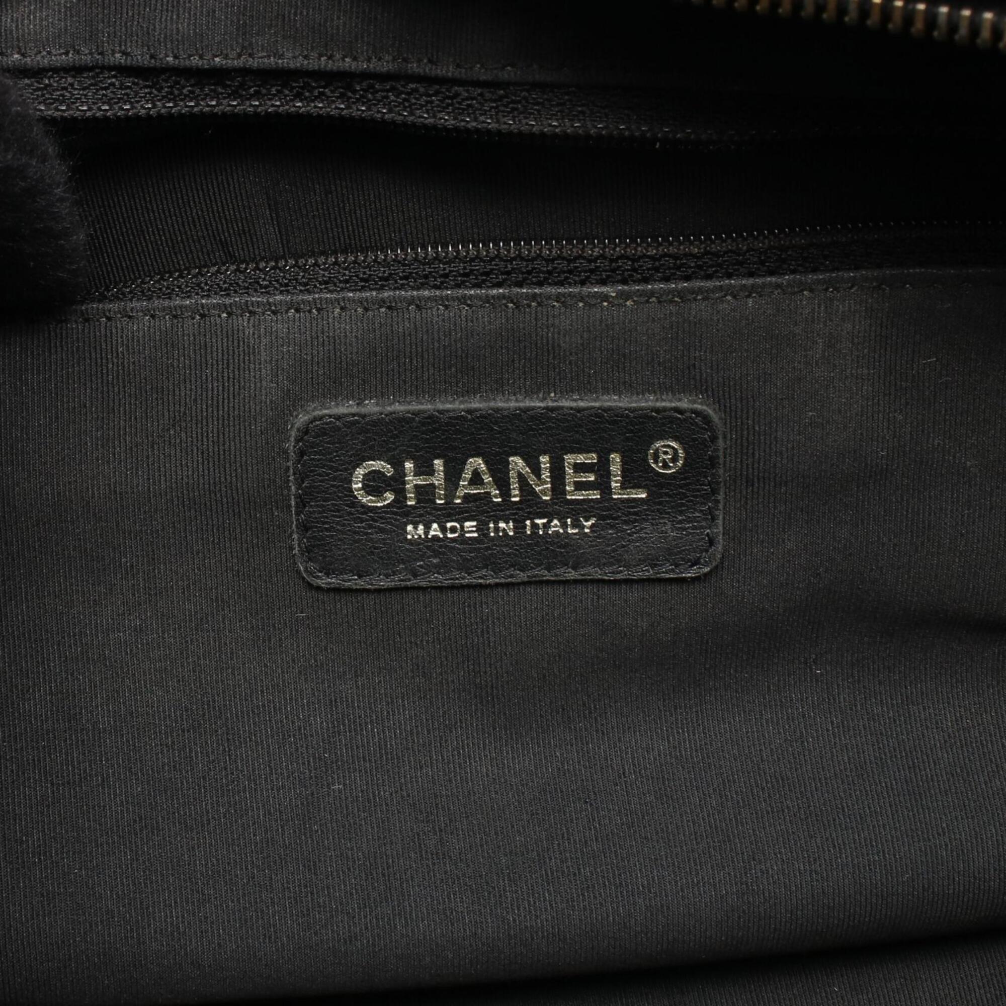 Chanel Black Grained Calfskin Boston Bag Handbag (Pre-Owned)