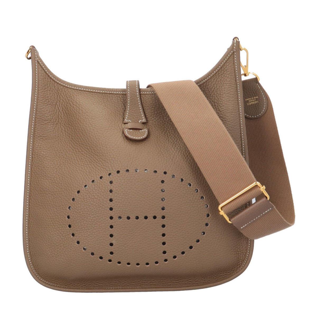 Hermes Beige Etoupe Gray Taurillon Clemence Leather Handbag Shoulder Bag (Pre-Owned)