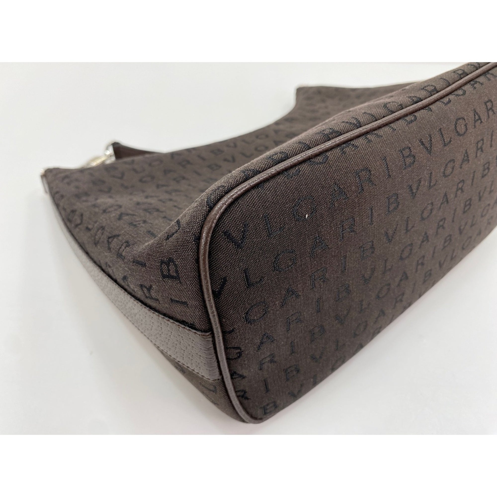 Bvlgari Logomania Brown Canvas Handbag (Pre-Owned)