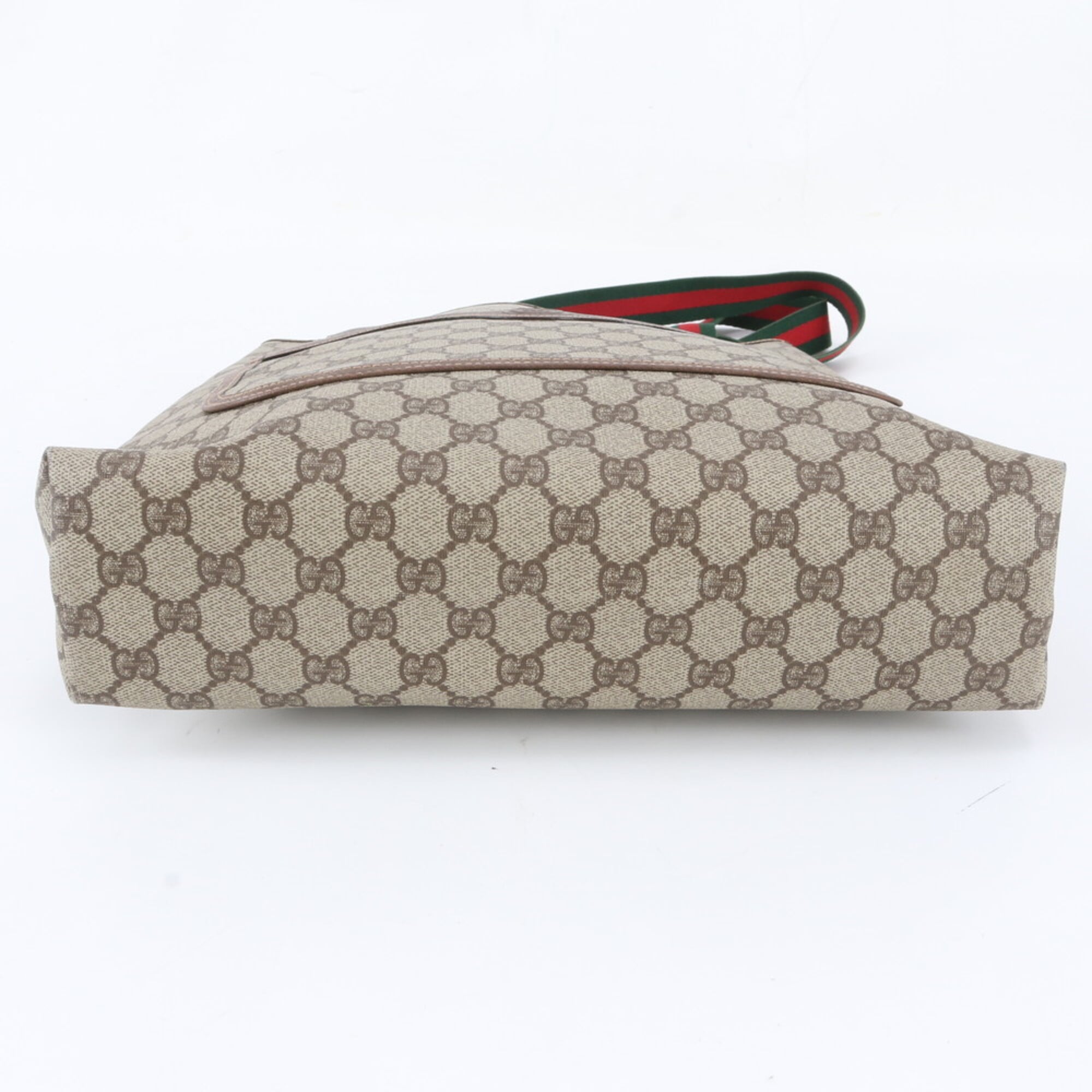 Gucci Beige Brown Leather Coated Canvas Shoulder Bag Tote Bag (Pre-Owned)
