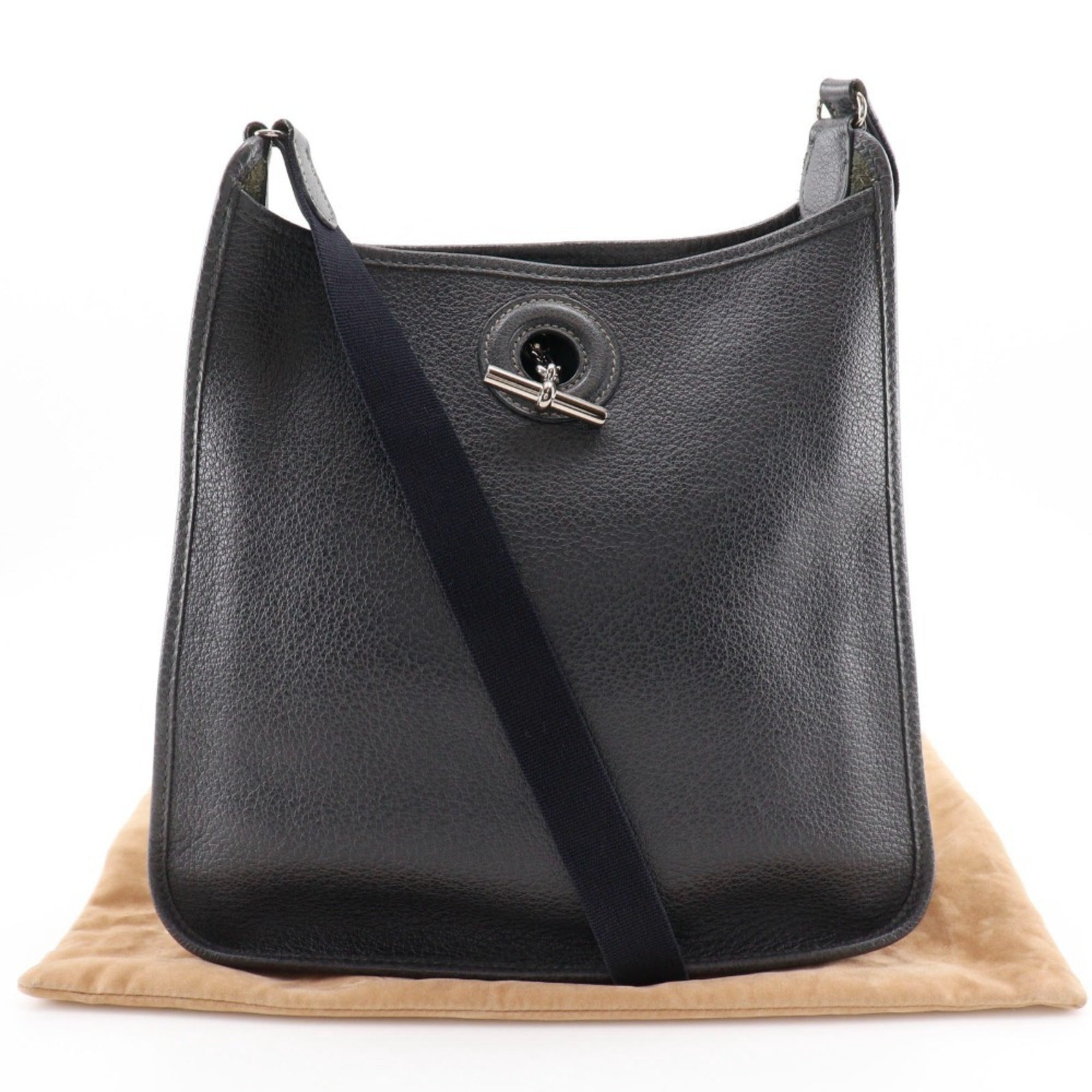 Hermes Black Gray Leather Shoulder Bag (Pre-Owned)