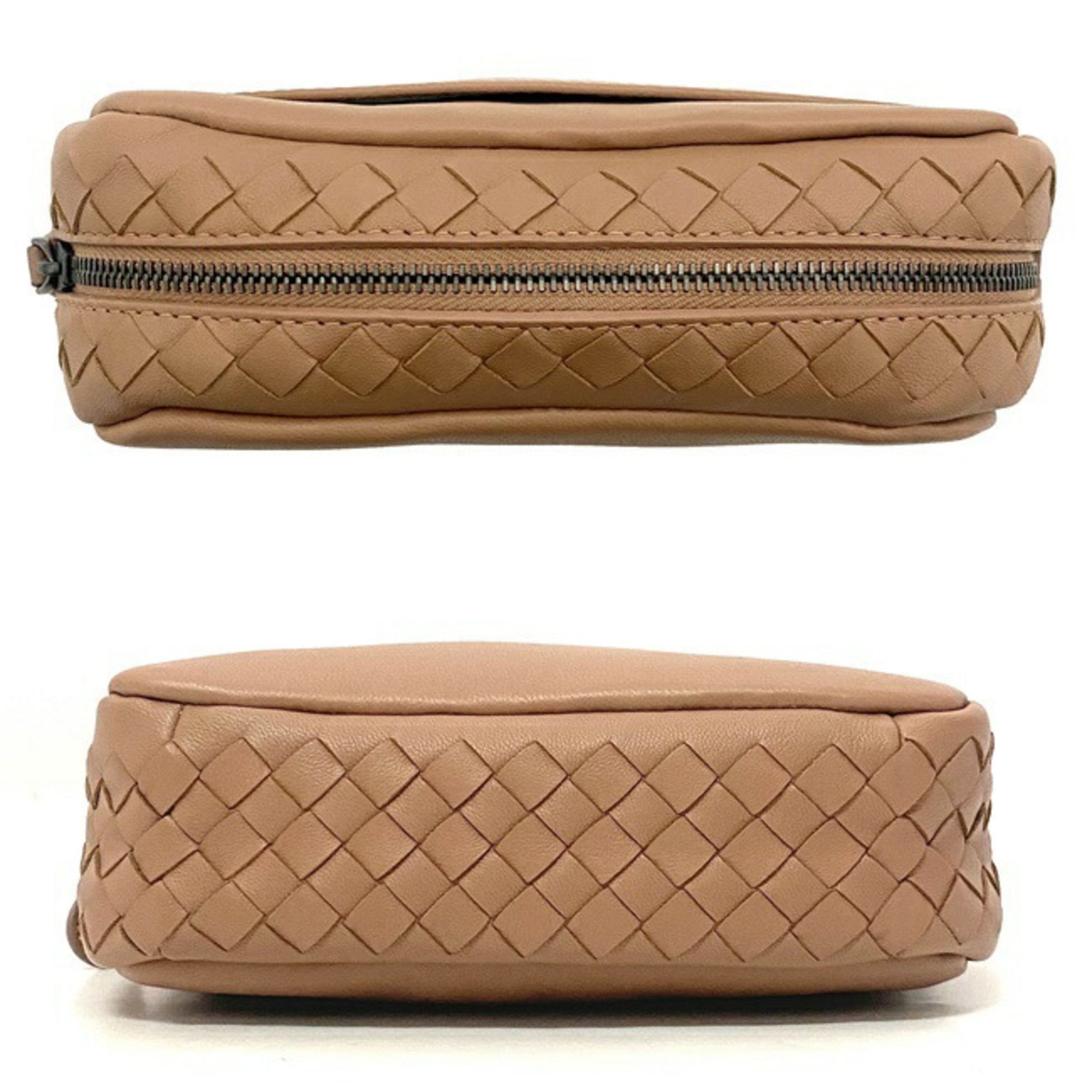 Bottega Veneta Intrecciato Pink Beige Leather Pouch (Pre-Owned)