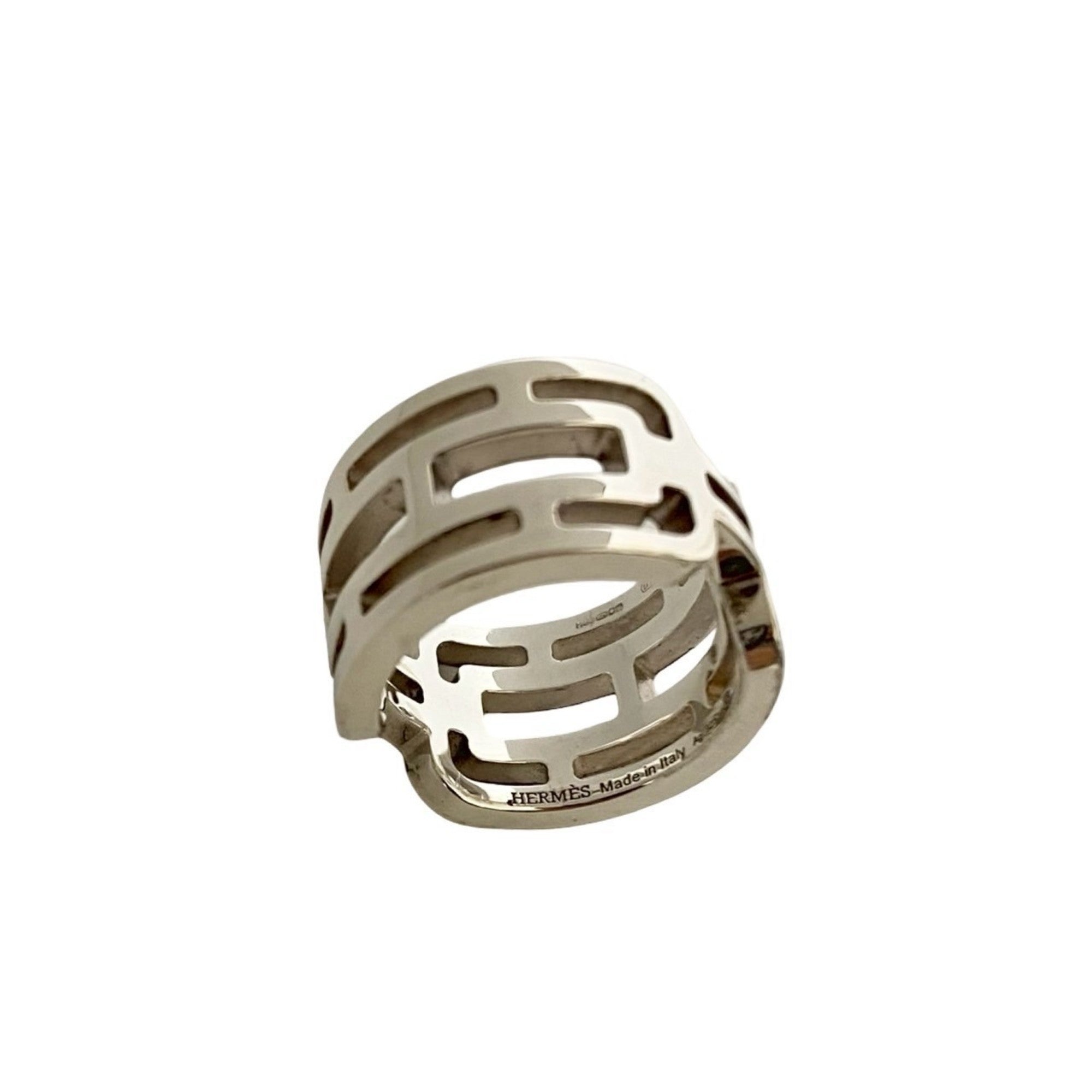 Hermes Silver Silver 925 Band Ring (Pre-Owned)