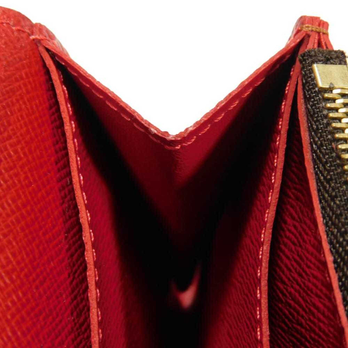 Louis Vuitton Brown Cerise Damier Canvas Ebene Red Color Damier Canvas Long Wallet (Bi-Fold) (Pre-Owned)
