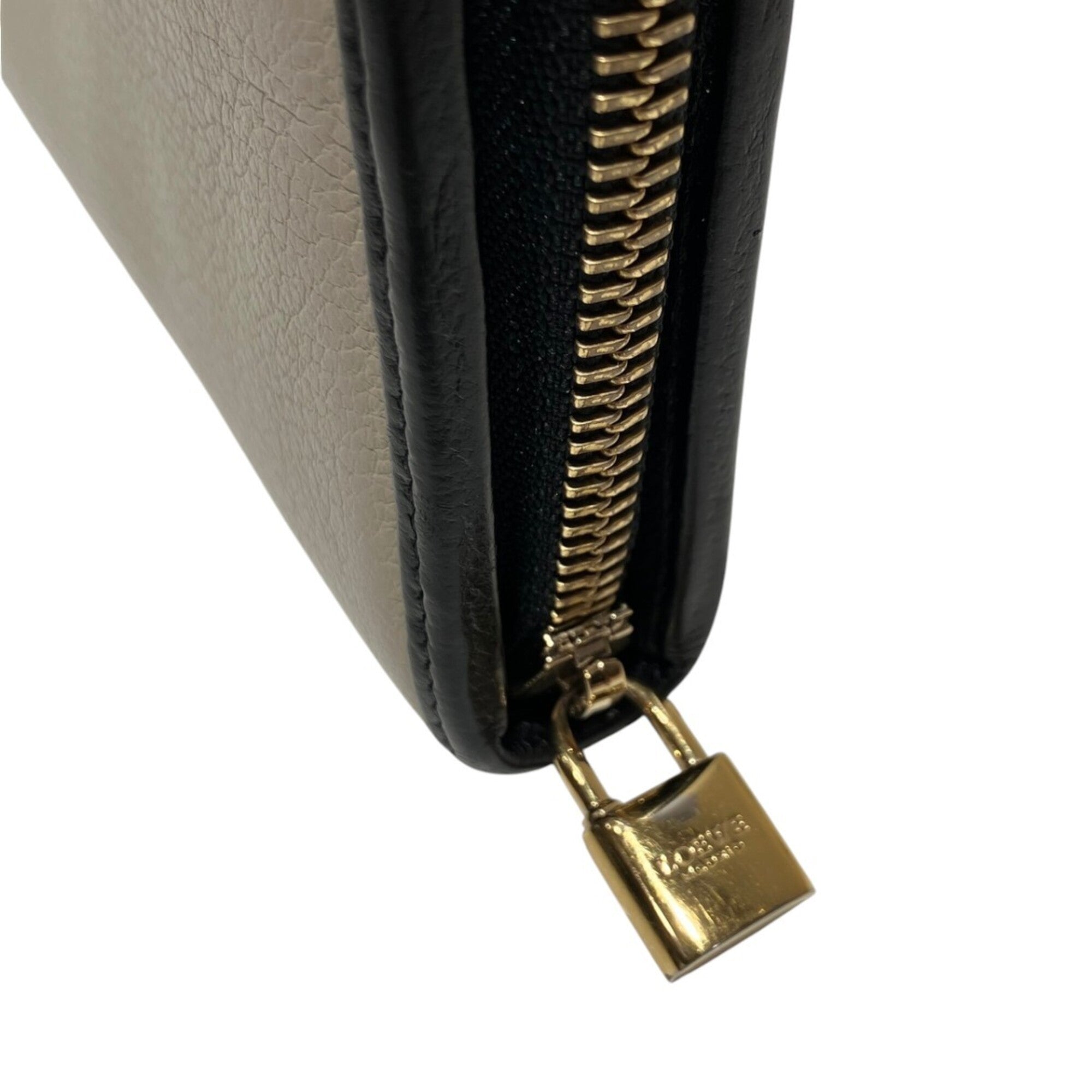 Loewe Beige Black Leather Long Wallet (Bi-Fold) (Pre-Owned)