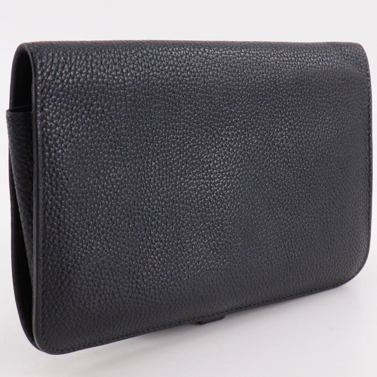 Hermes Black Taurillon Clemence Leather Long Wallet (Bi-Fold) (Pre-Owned)