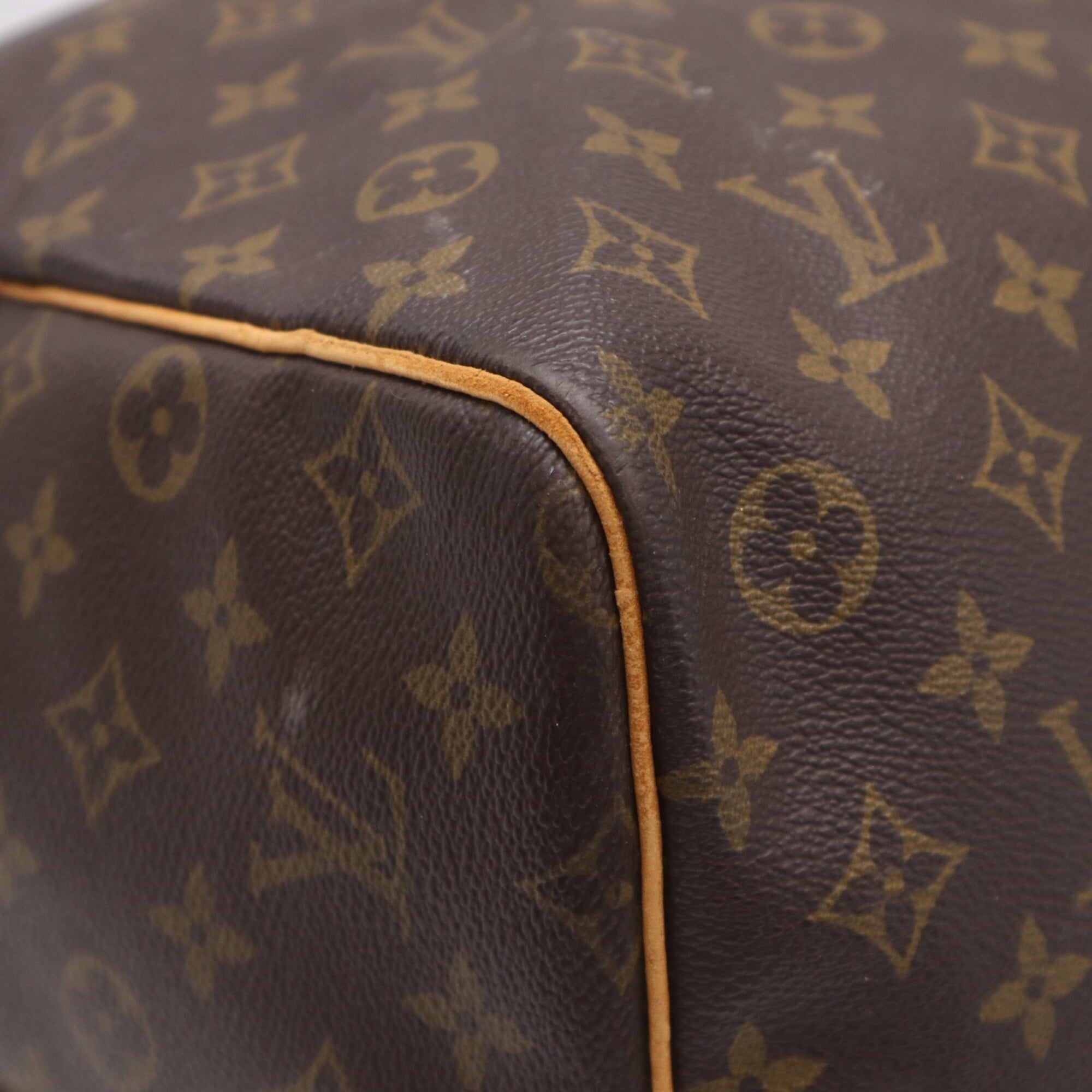 Louis Vuitton Monogram Beige Brown Coated Canvas Leather Boston Bag (Pre-Owned)