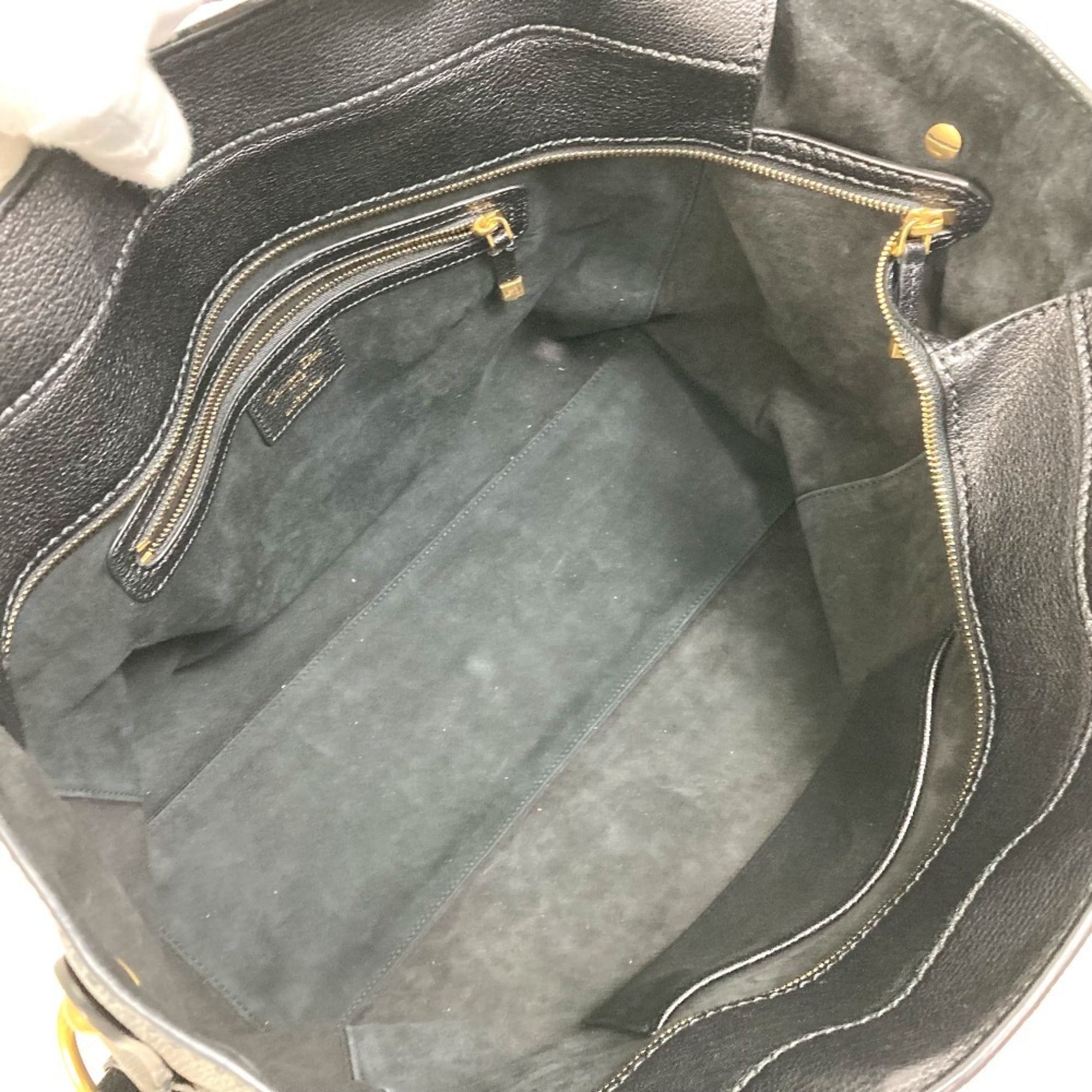 Christian Dior Black Leather Shoulder Bag Tote Bag (Pre-Owned)