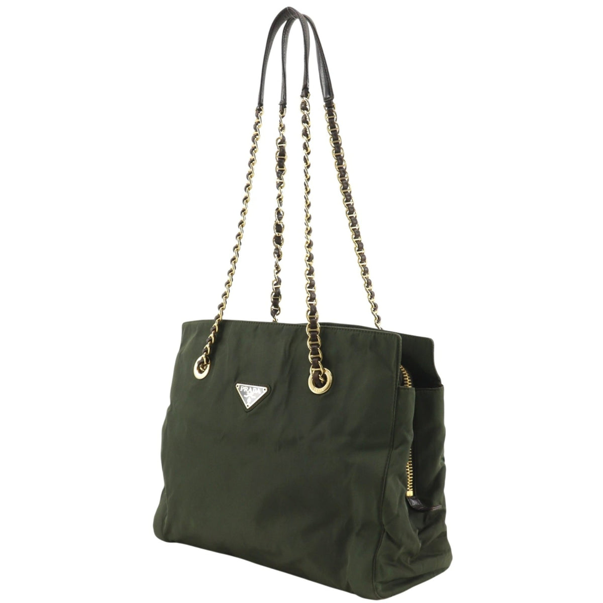 Prada Khaki Nylon Tote Bag (Pre-Owned)