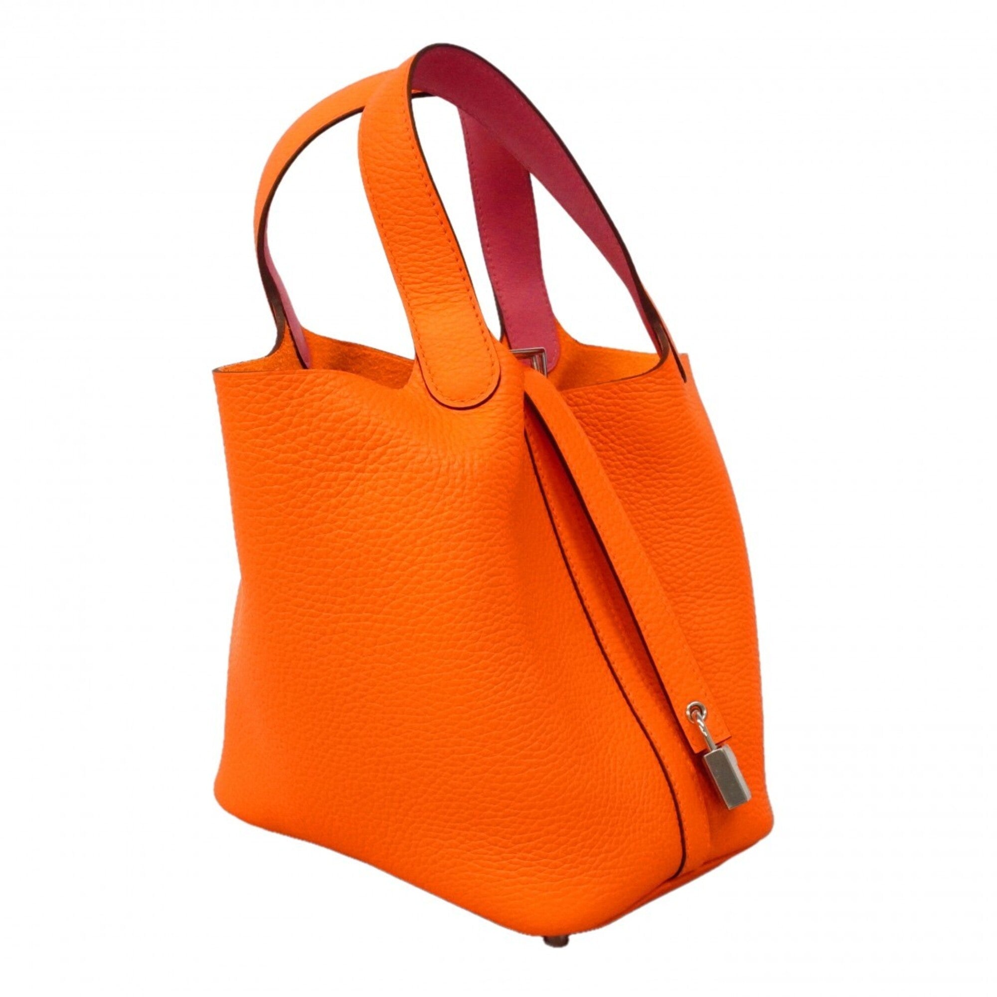 Hermes Orange Taurillon Clemence Leather Swift Leather Handbag (Pre-Owned)