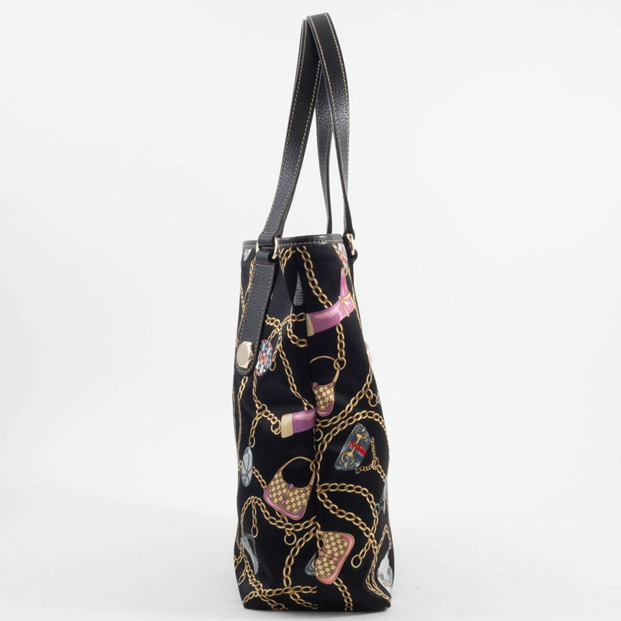 Gucci Multi-Color Satin Leather Tote Bag (Pre-Owned)