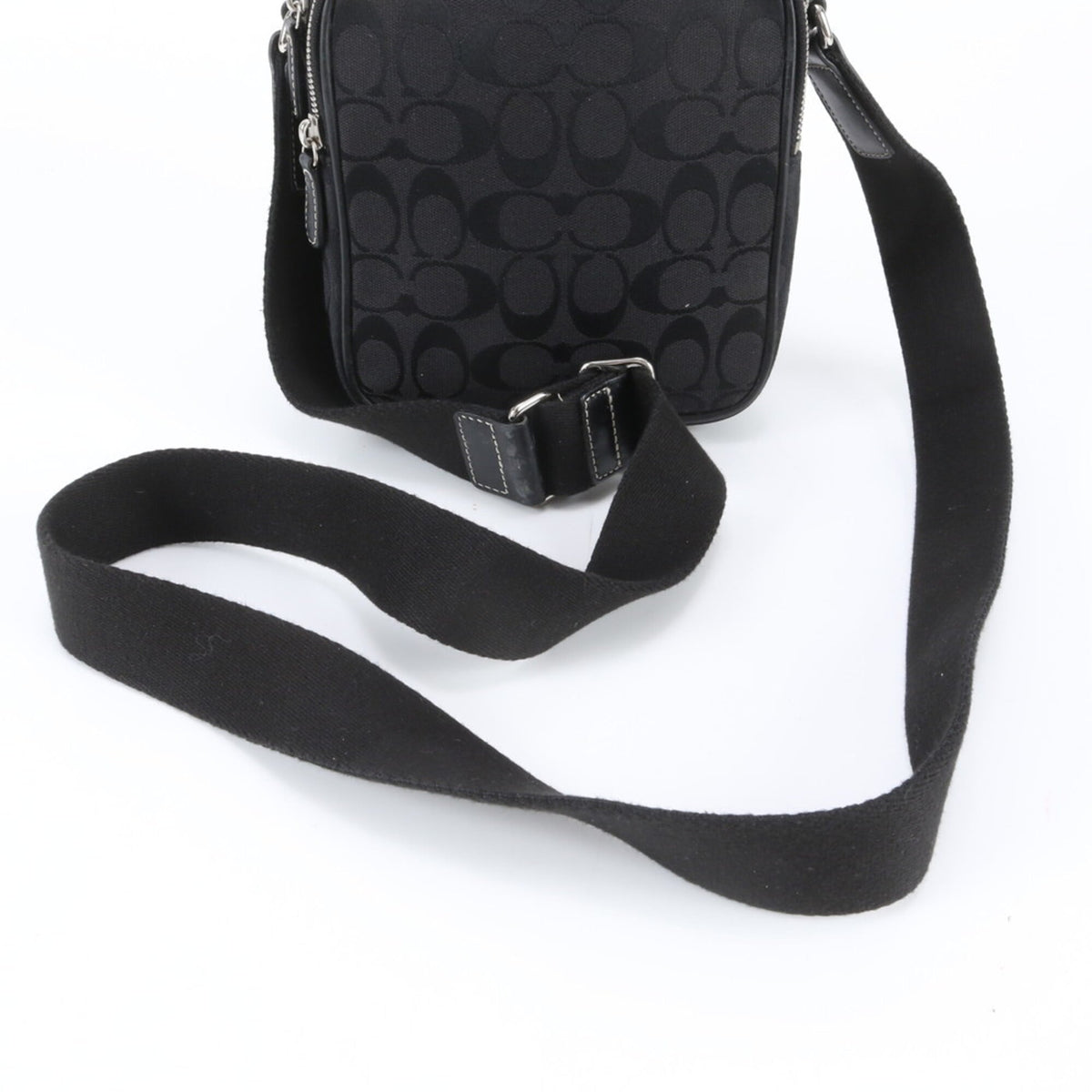 Coach Black Leather Canvas Messenger Bag Shoulder Bag (Pre-Owned)