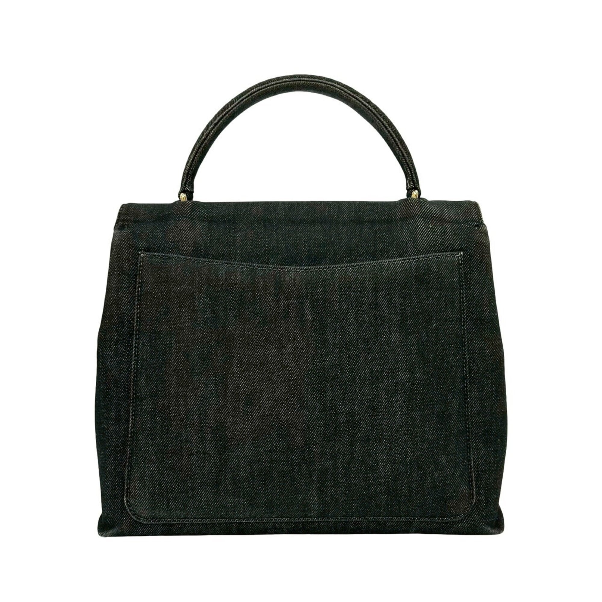 Chanel Black Cotton Leather Handbag Tote Bag (Pre-Owned)