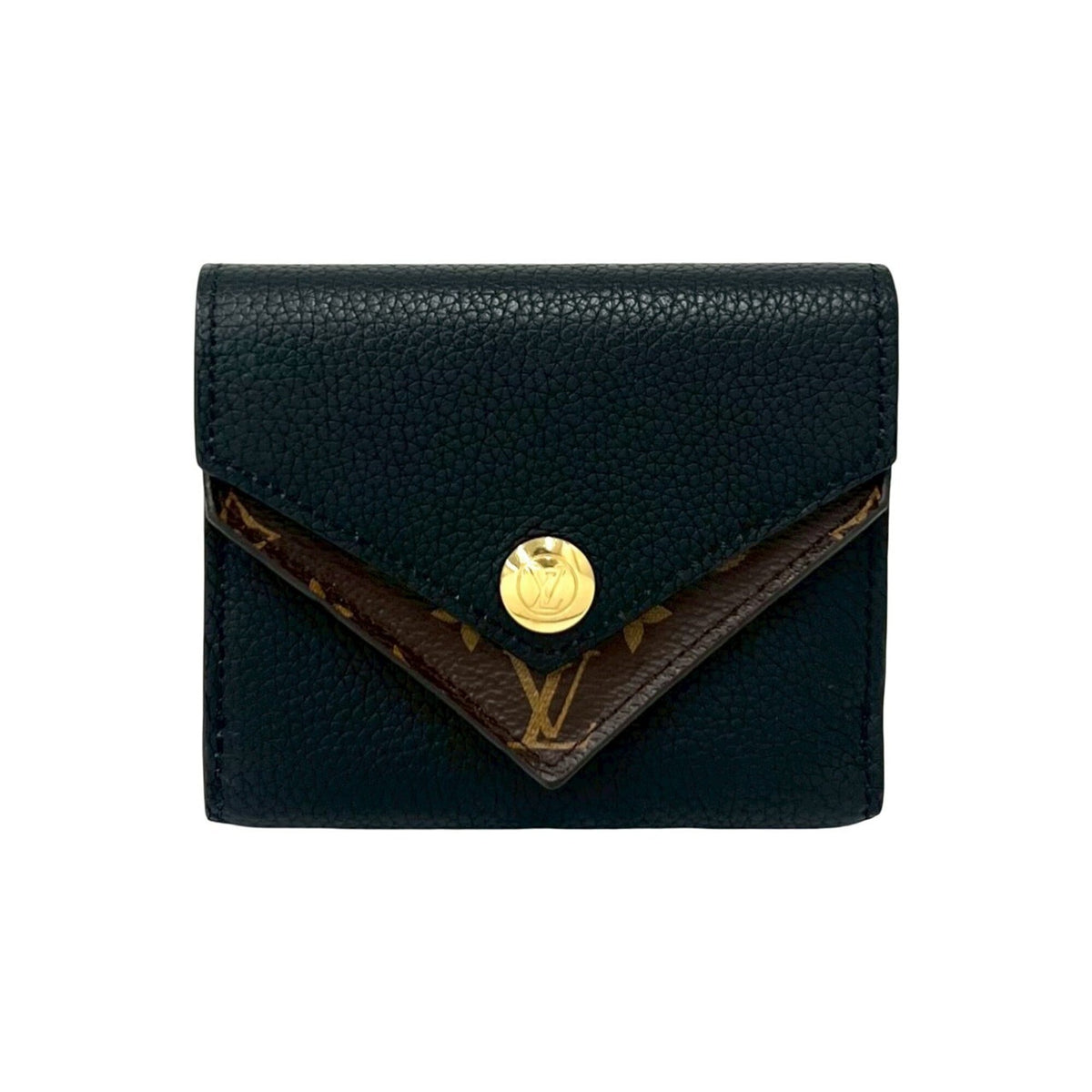 Louis Vuitton Black Leather Wallet (Tri-Fold) (Pre-Owned)