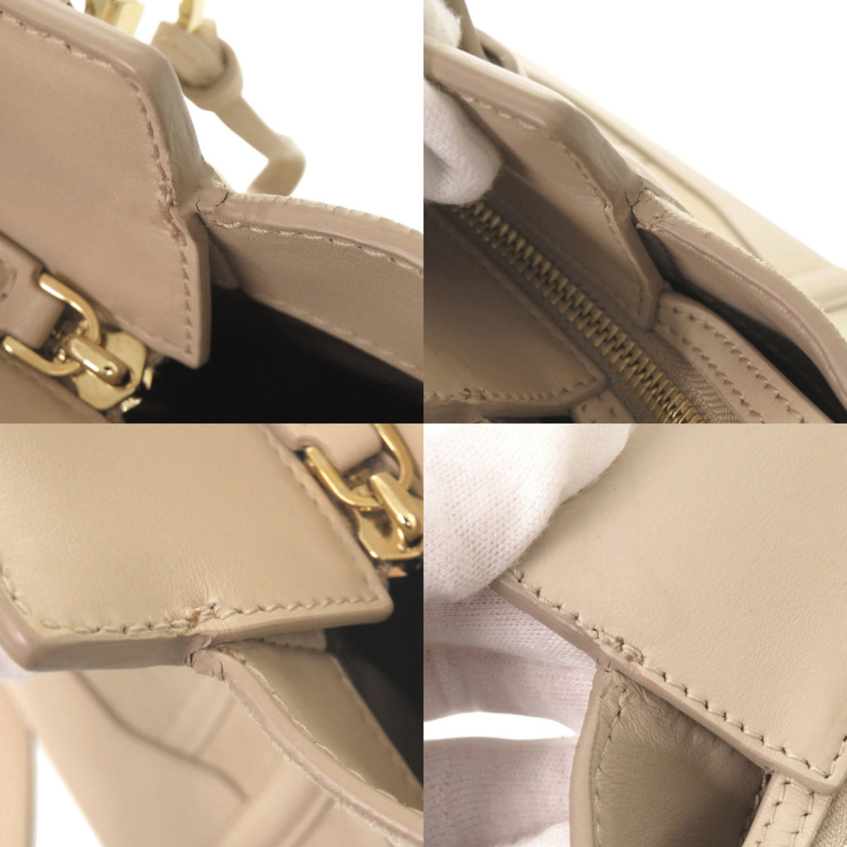Salvatore Ferragamo Pink Beige Leather Suede Handbag Shoulder Bag (Pre-Owned)