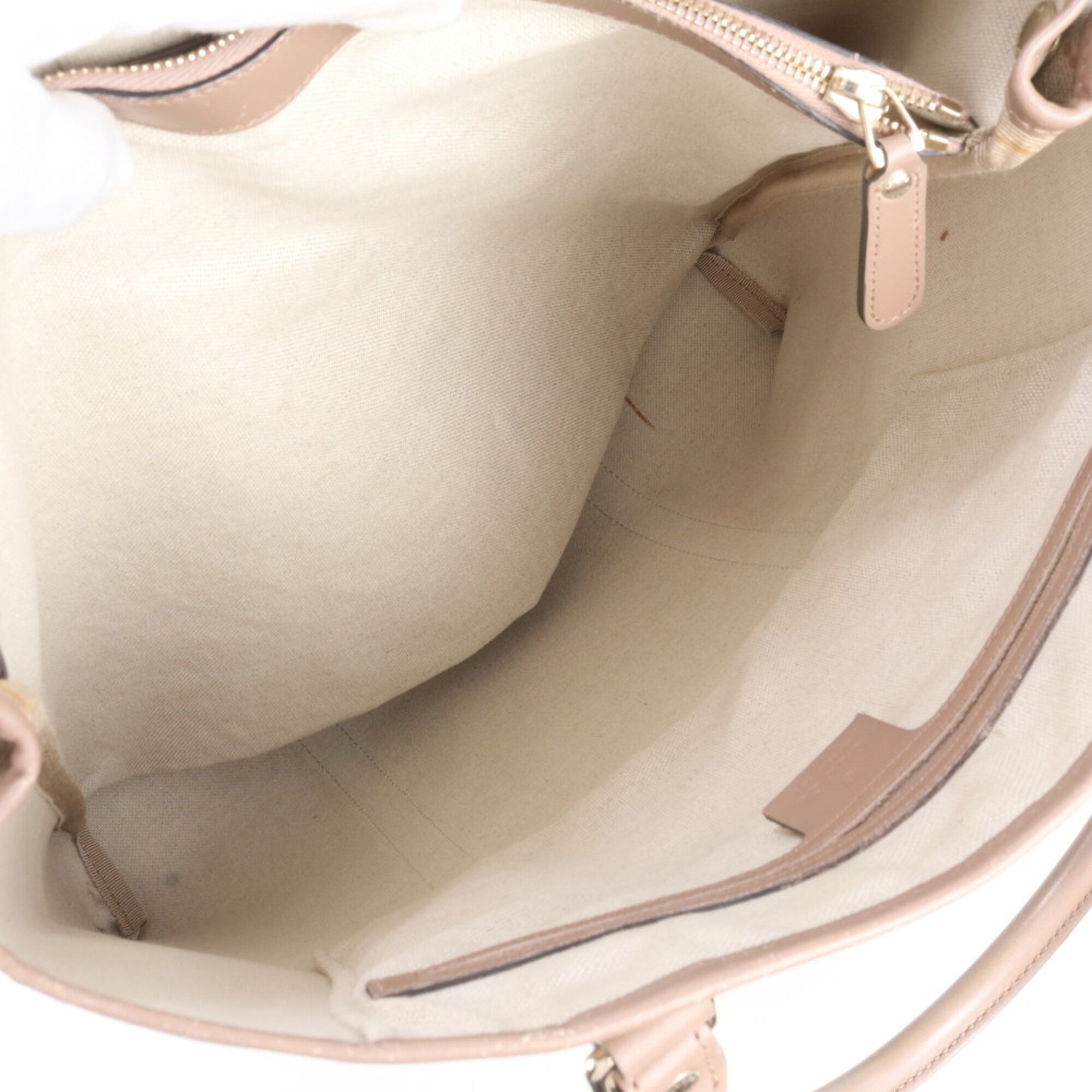 Gucci Sherry Line Pink Beige Leather Coated Canvas Handbag Shoulder Bag Tote Bag (Pre-Owned)