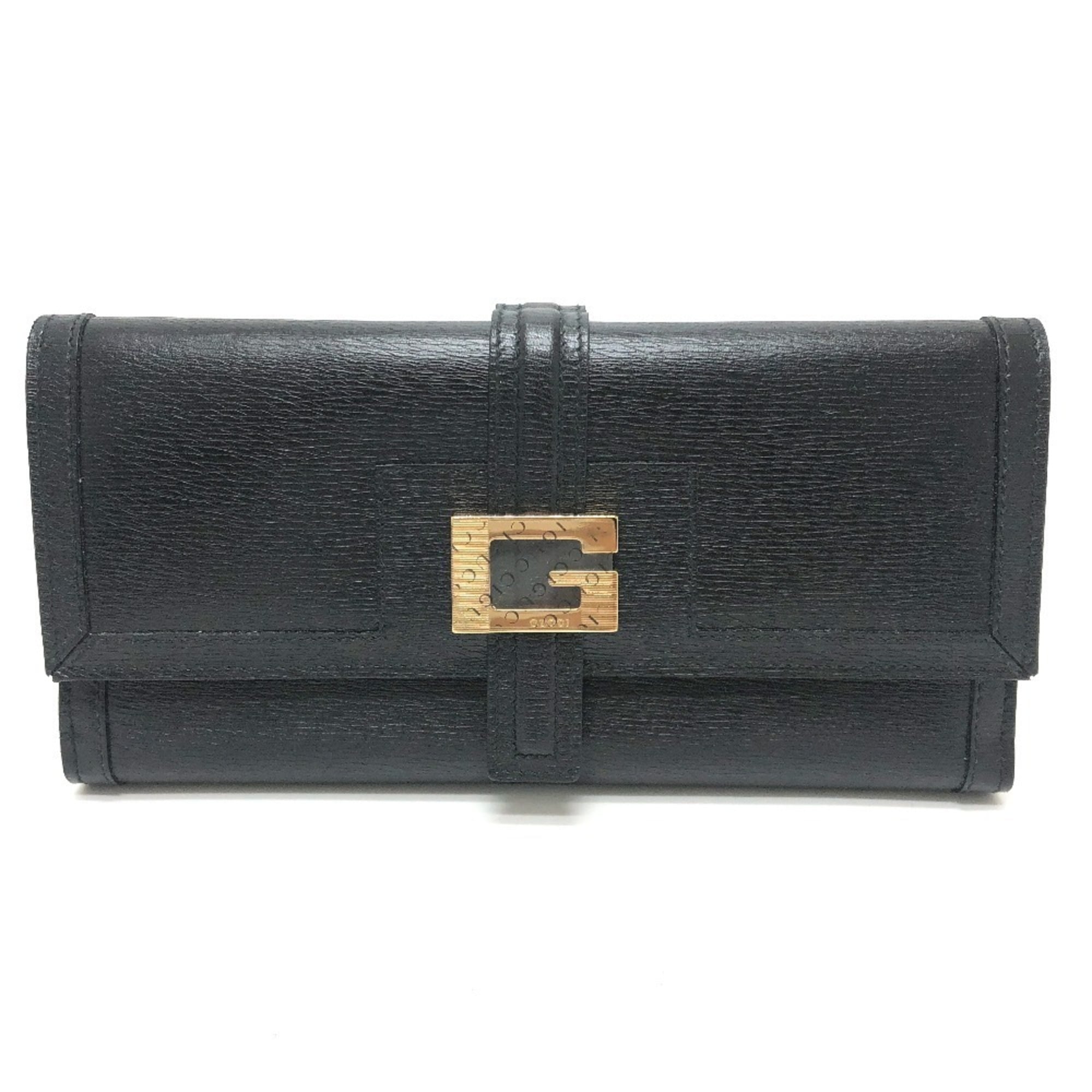 Gucci Black Leather Long Wallet (Bi-Fold) (Pre-Owned)