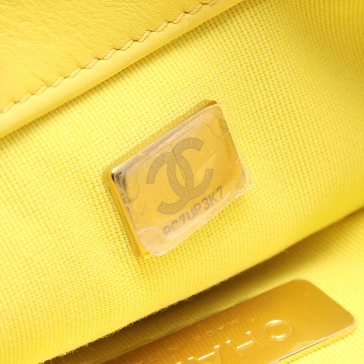 Chanel Yellow Fabric Handbag Shoulder Bag (Pre-Owned)